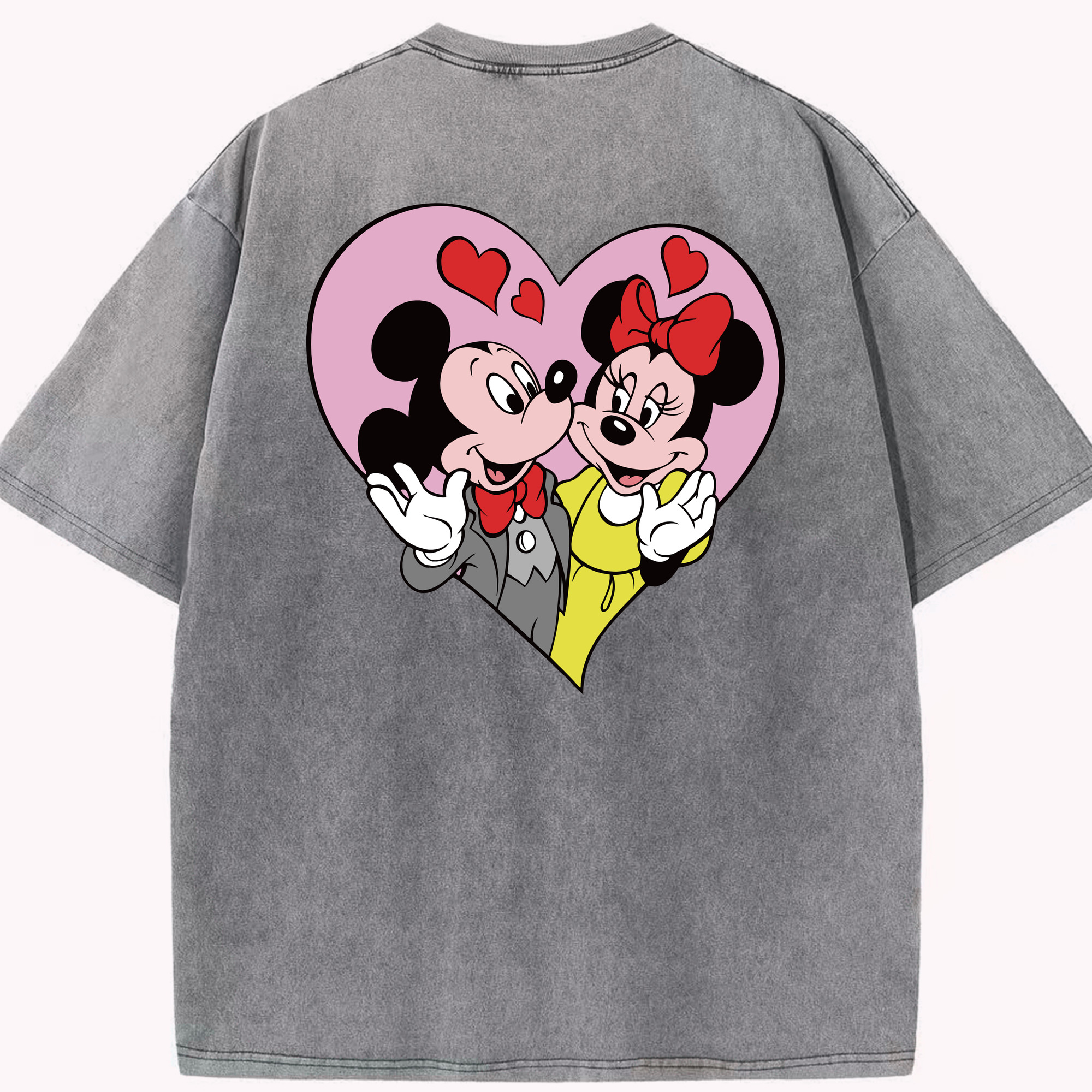 （画像用） ミッキーマウス Mickey Mouse 綿100% ヴィンテージ風 半袖Tシャツ（背面プリント）