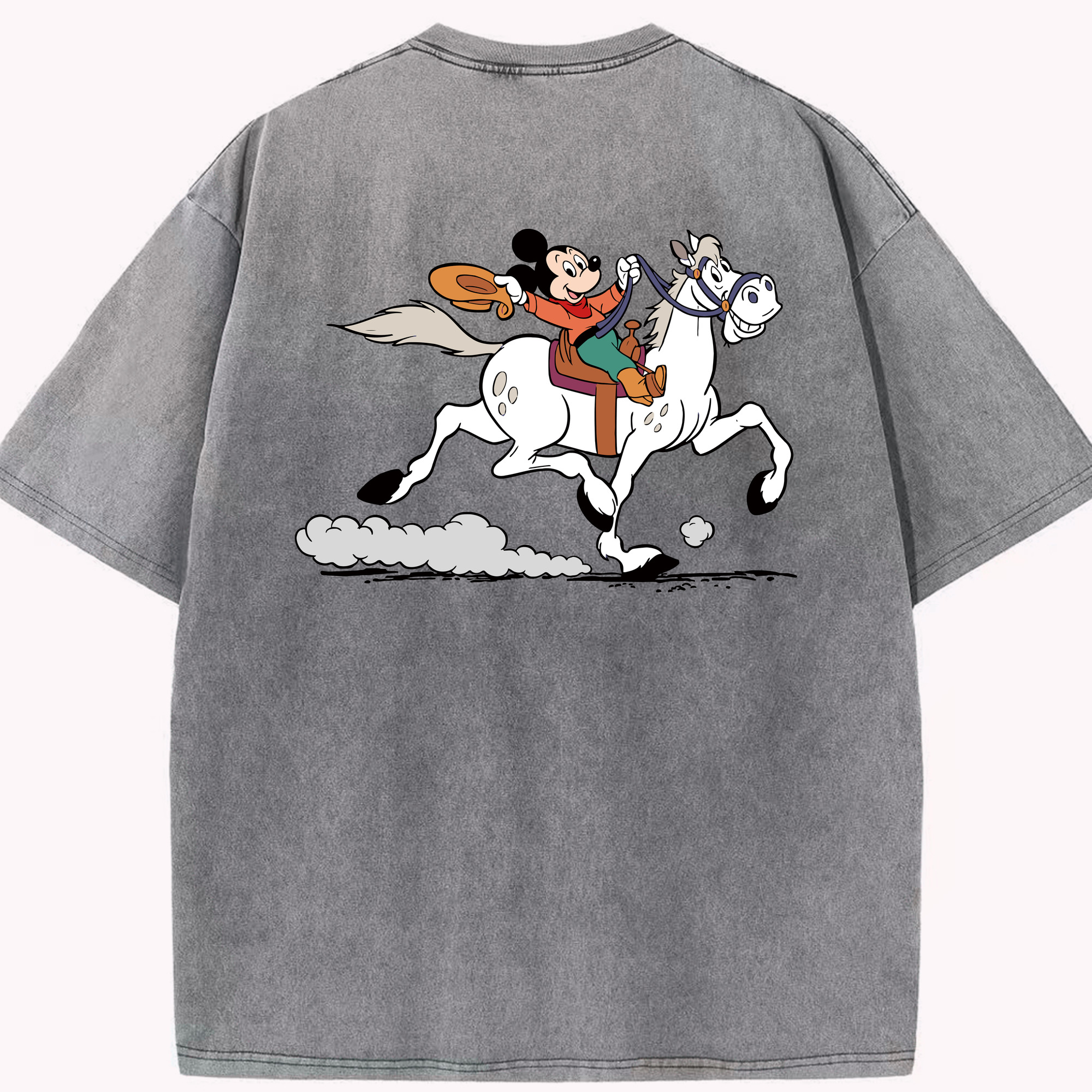 （画像用） ミッキーマウス Mickey Mouse 綿100% ヴィンテージ風 半袖Tシャツ（背面プリント）