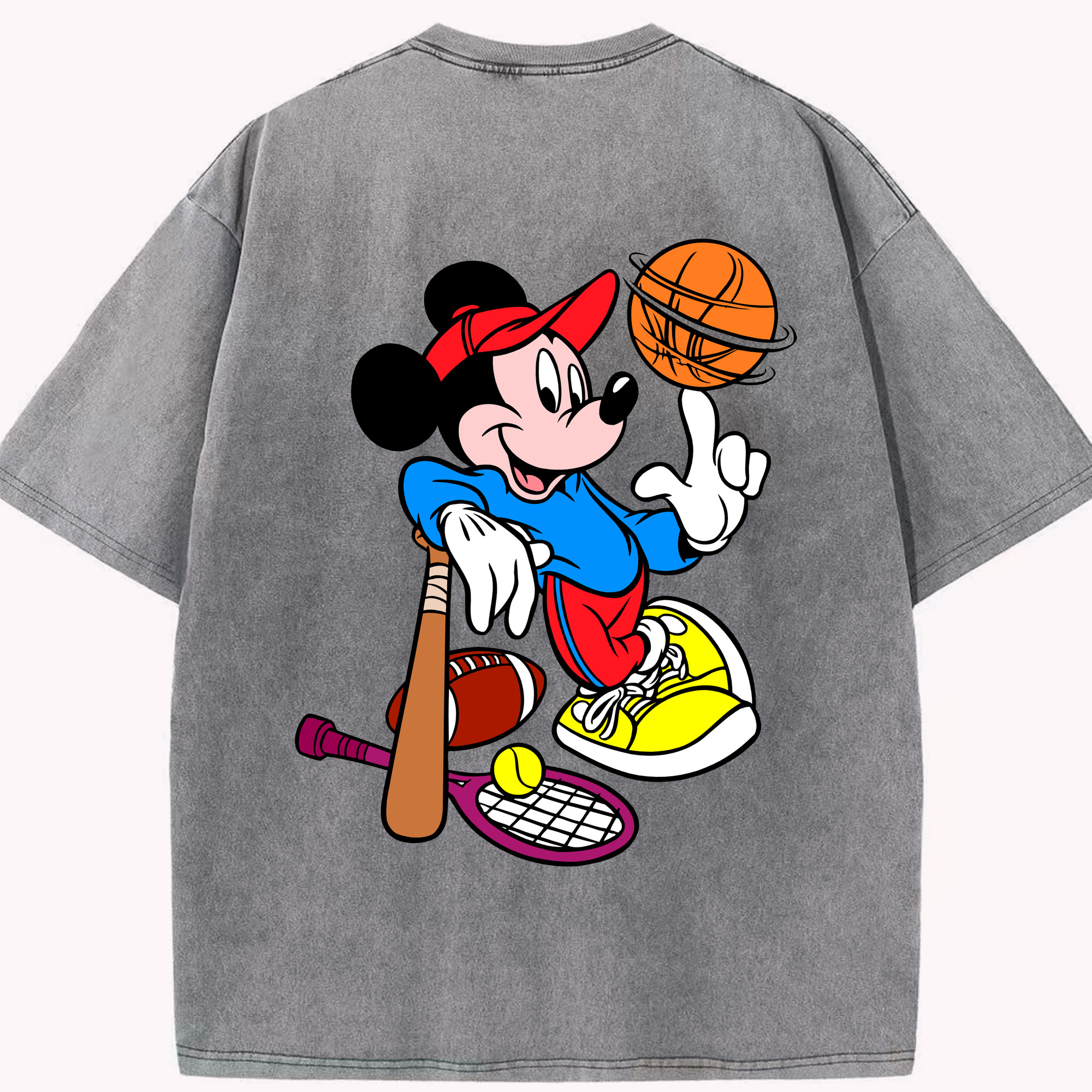 （画像用） ミッキーマウス Mickey Mouse 綿100% ヴィンテージ風 半袖Tシャツ（背面プリント）