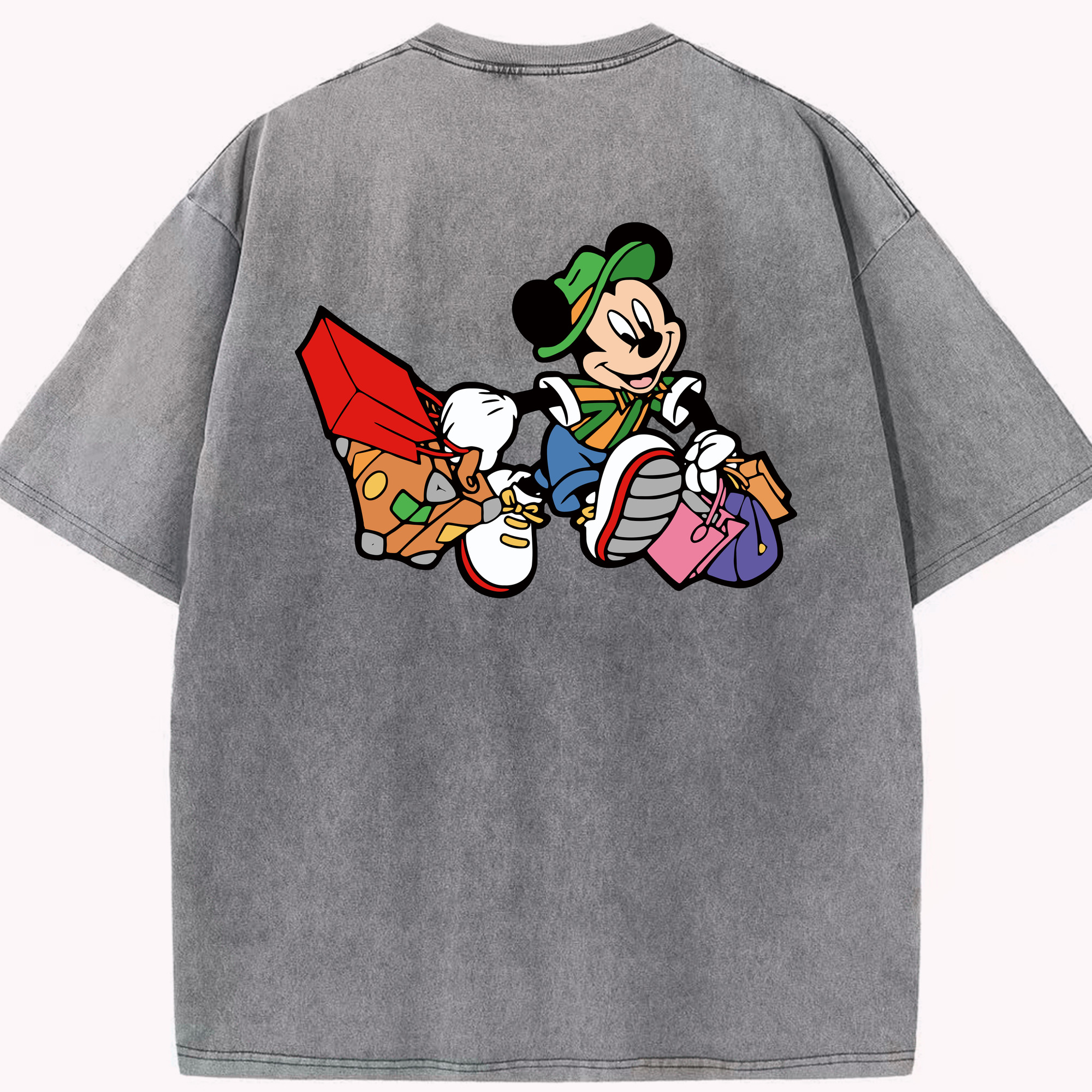 （画像用） ミッキーマウス Mickey Mouse 綿100% ヴィンテージ風 半袖Tシャツ（背面プリント）