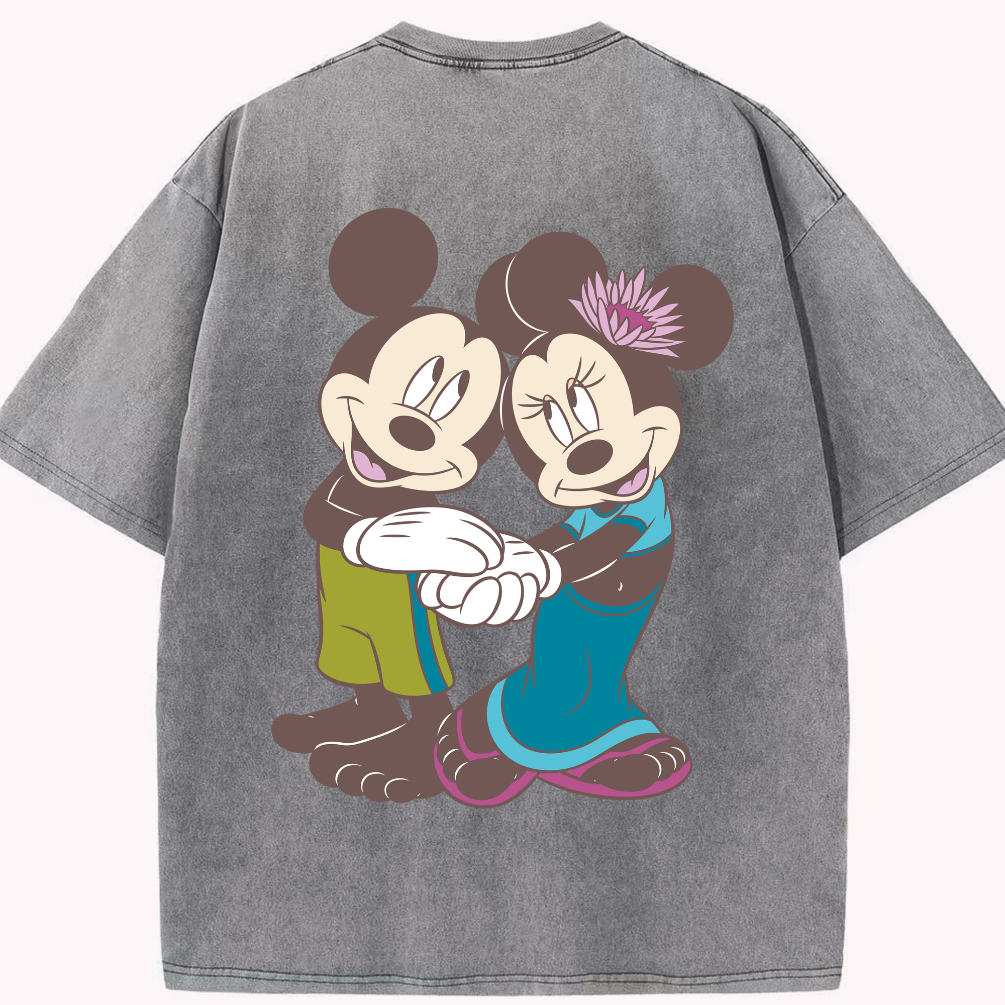 （画像用） ミッキーマウス Mickey Mouse 綿100% ヴィンテージ風 半袖Tシャツ（背面プリント）