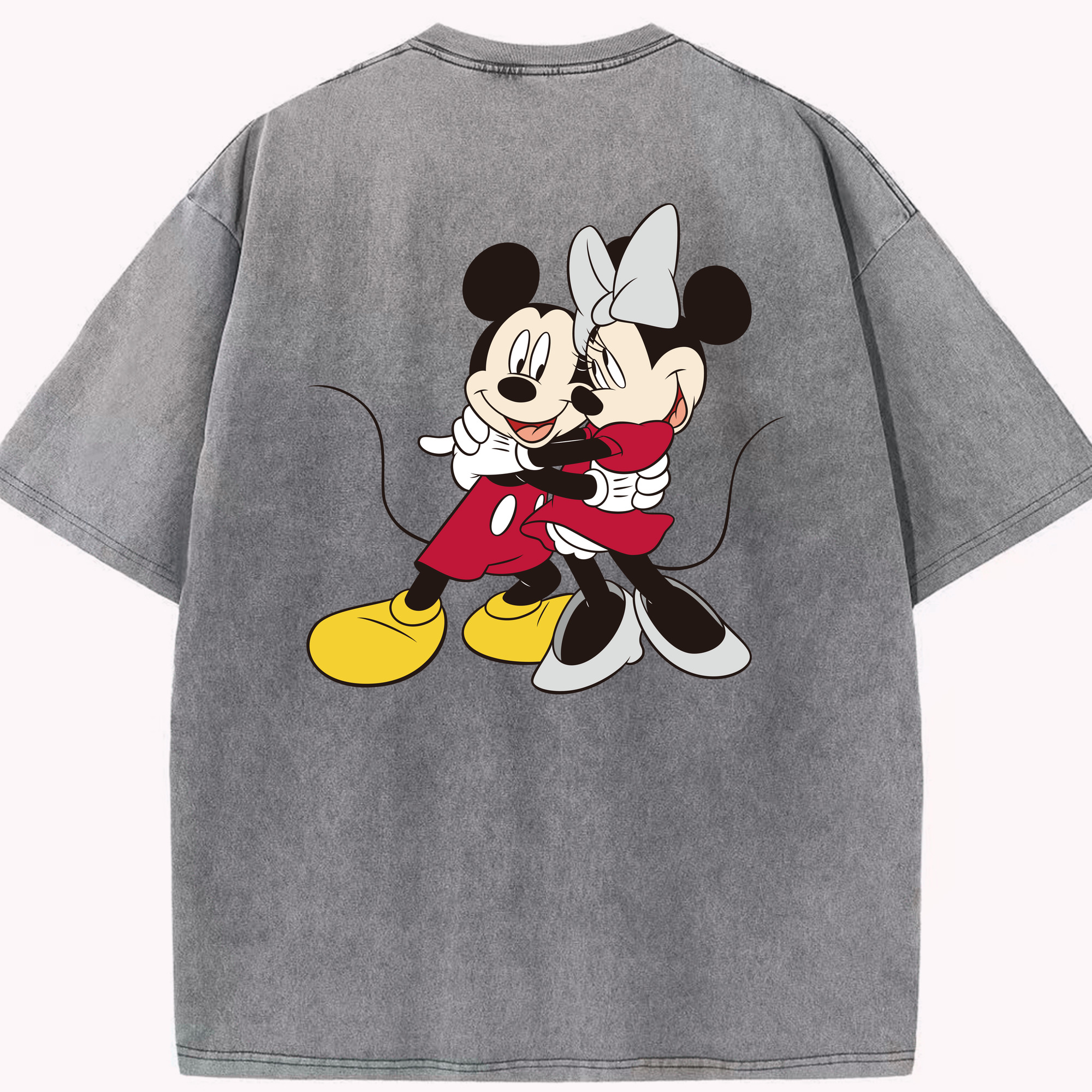 （画像用） ミッキーマウス Mickey Mouse 綿100% ヴィンテージ風 半袖Tシャツ（背面プリント）