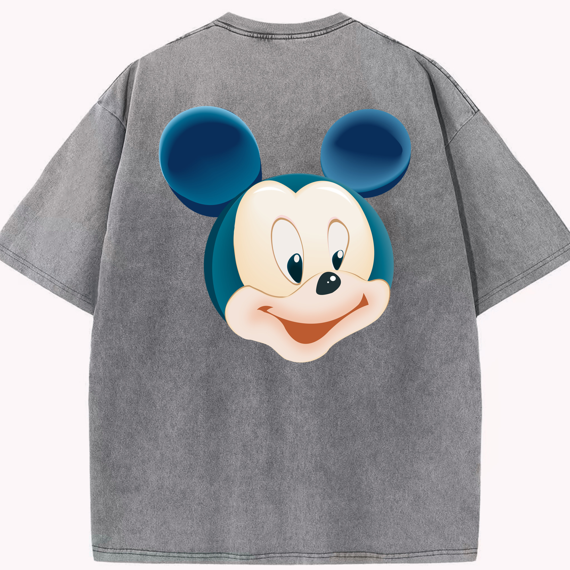 （画像用） ミッキーマウス Mickey Mouse 綿100% ヴィンテージ風 半袖Tシャツ（背面プリント）