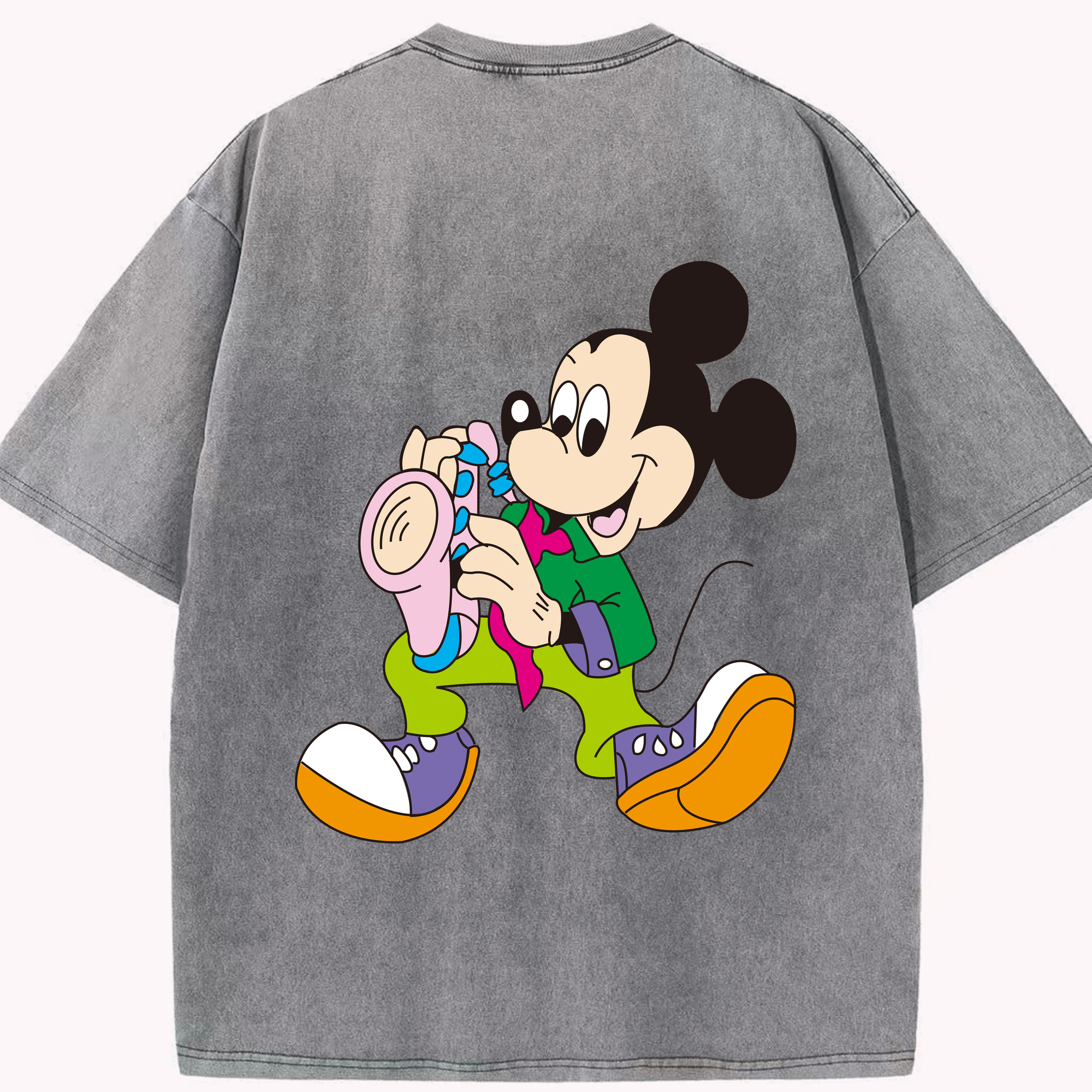 （画像用） ミッキーマウス Mickey Mouse 綿100% ヴィンテージ風 半袖Tシャツ（背面プリント）