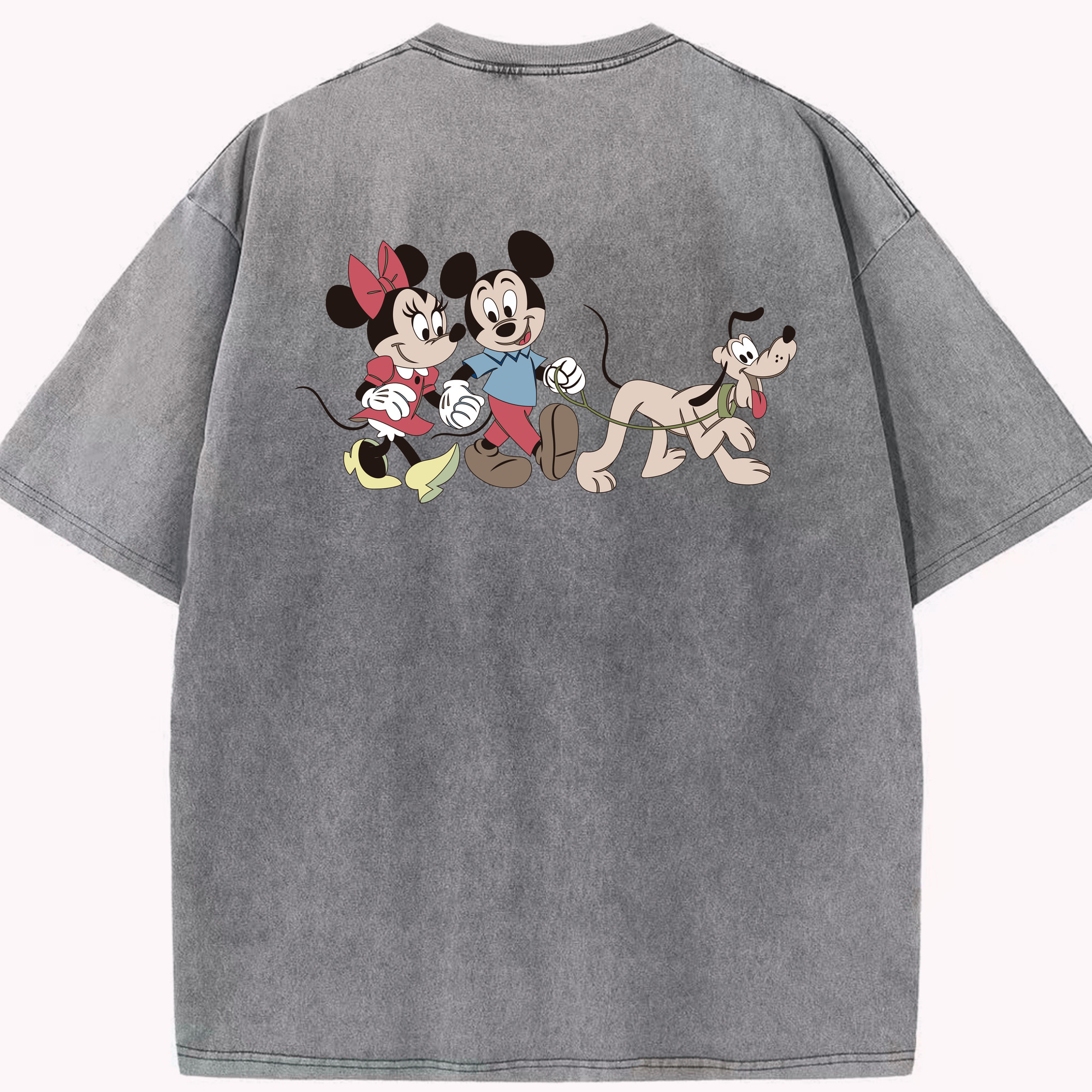 （画像用） ミッキーマウス Mickey Mouse 綿100% ヴィンテージ風 半袖Tシャツ（背面プリント）