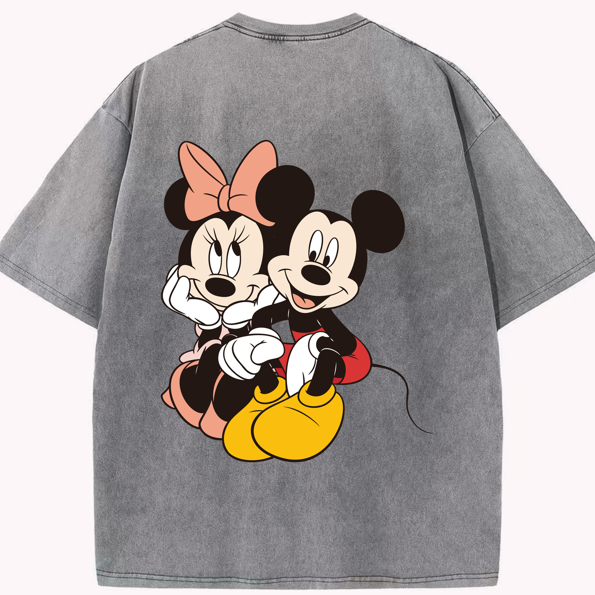 （画像用） ミッキーマウス Mickey Mouse 綿100% ヴィンテージ風 半袖Tシャツ（背面プリント）
