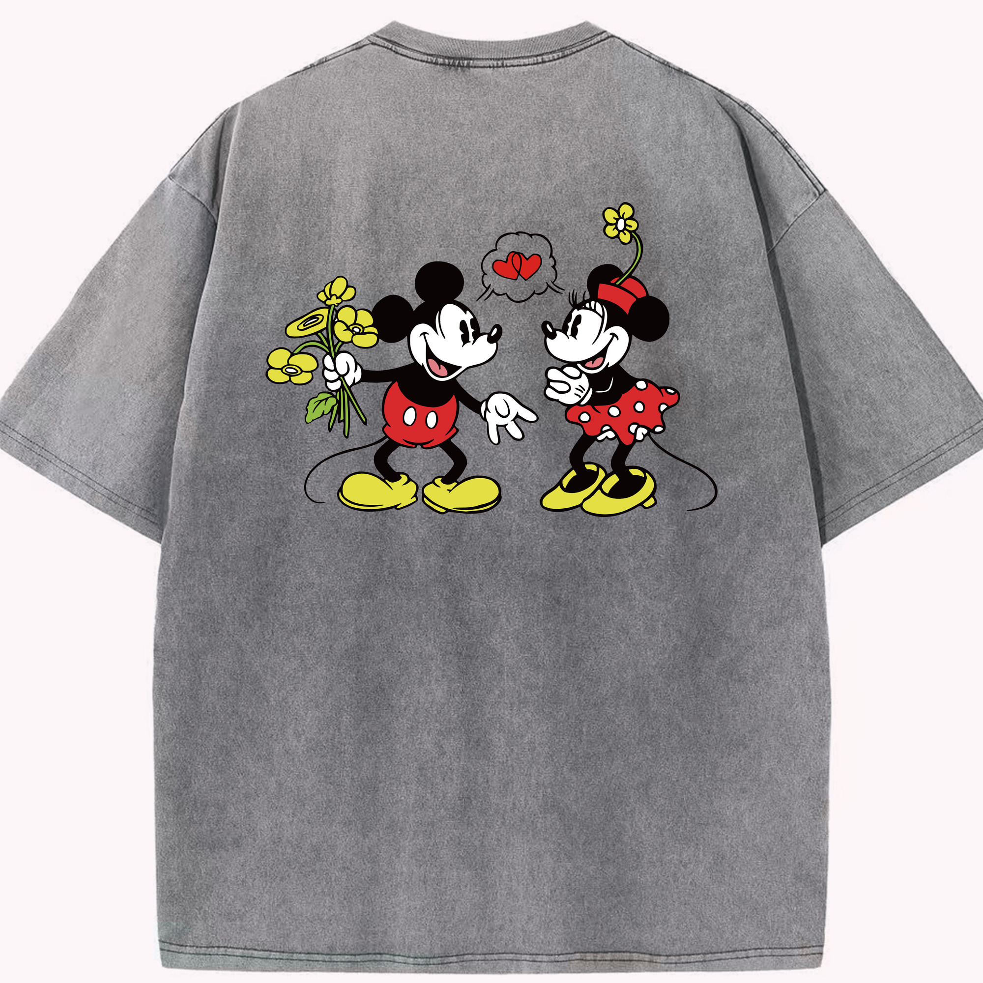 （画像用） ミッキーマウス Mickey Mouse 綿100% ヴィンテージ風 半袖Tシャツ（背面プリント）