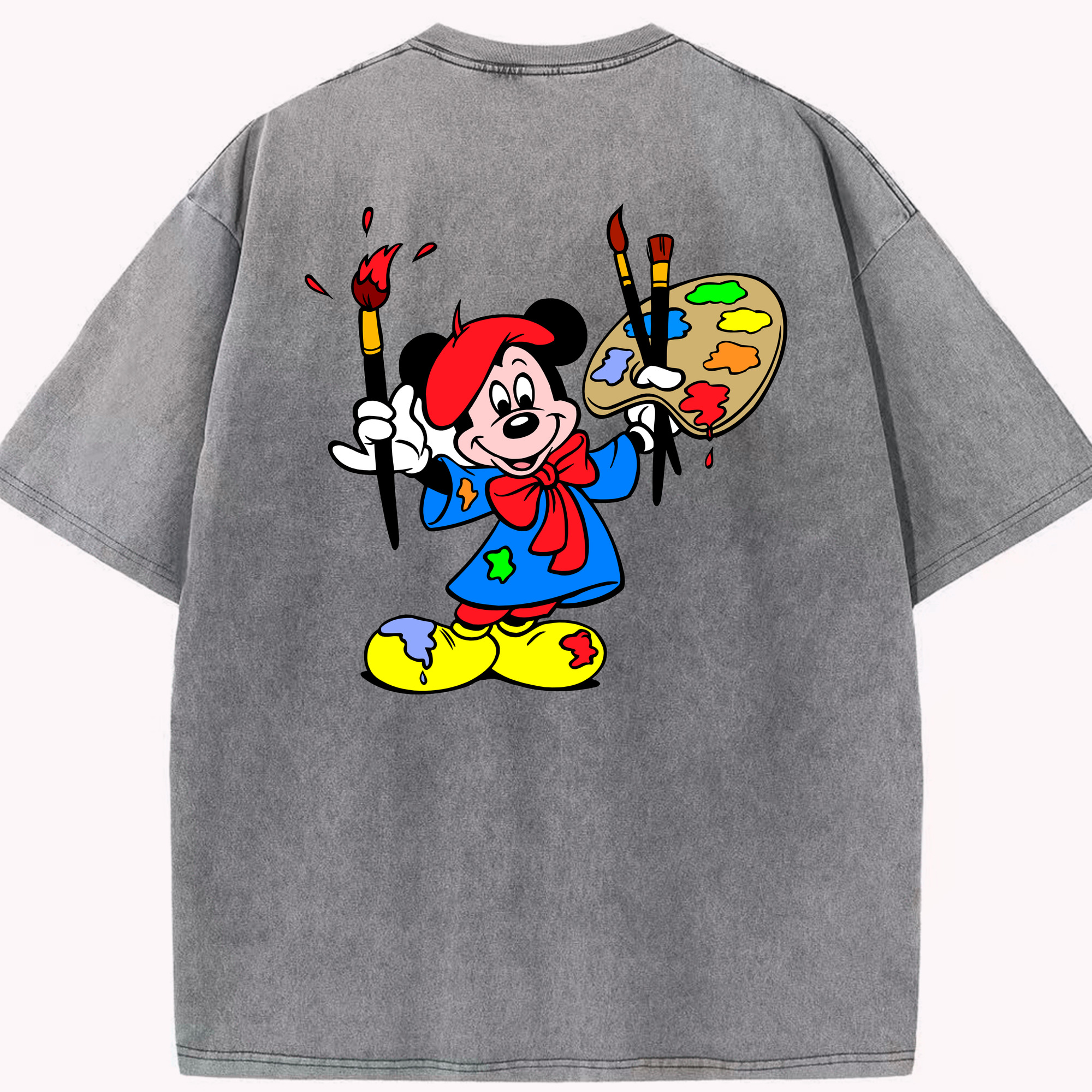 （画像用） ミッキーマウス Mickey Mouse 綿100% ヴィンテージ風 半袖Tシャツ（背面プリント）
