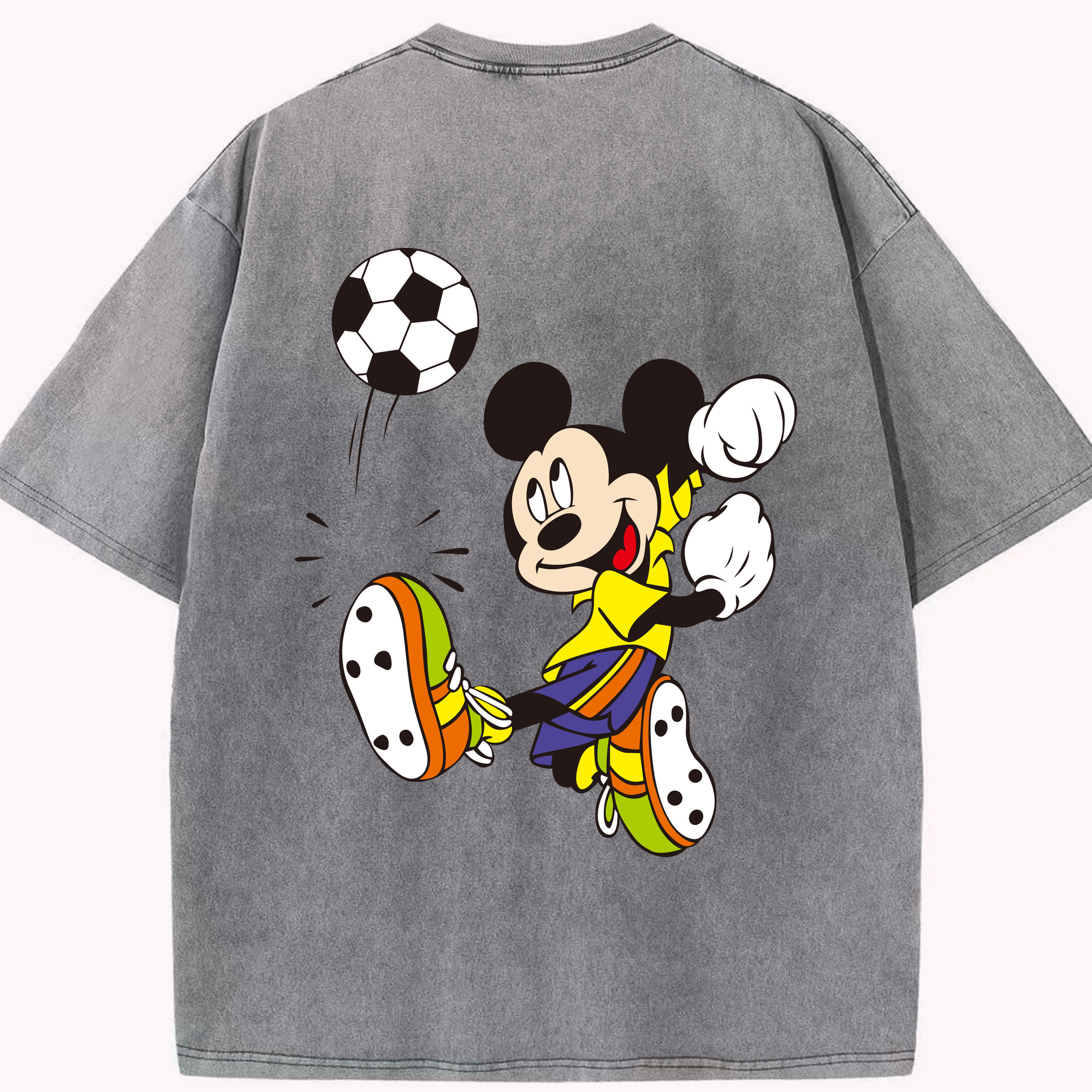 （画像用） ミッキーマウス Mickey Mouse 綿100% ヴィンテージ風 半袖Tシャツ（背面プリント）