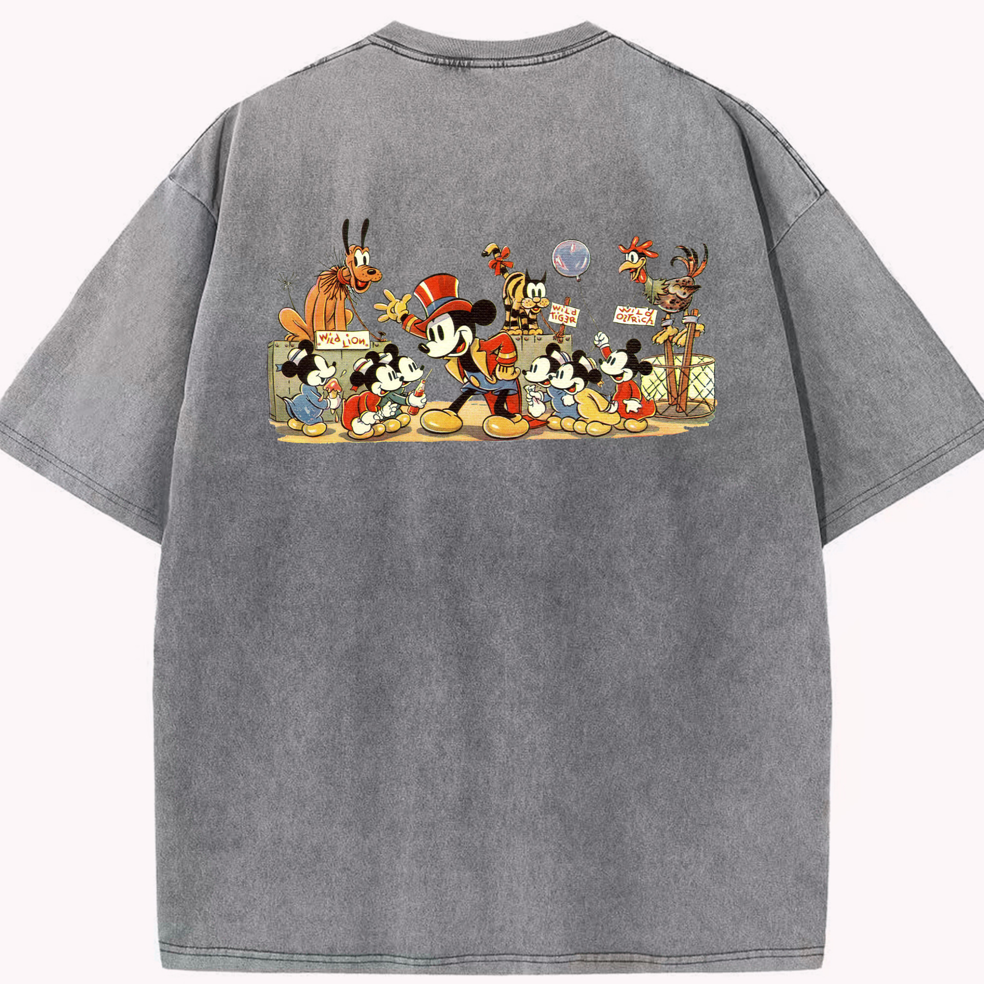 （画像用） ミッキーマウス Mickey Mouse 綿100% ヴィンテージ風 半袖Tシャツ（背面プリント）