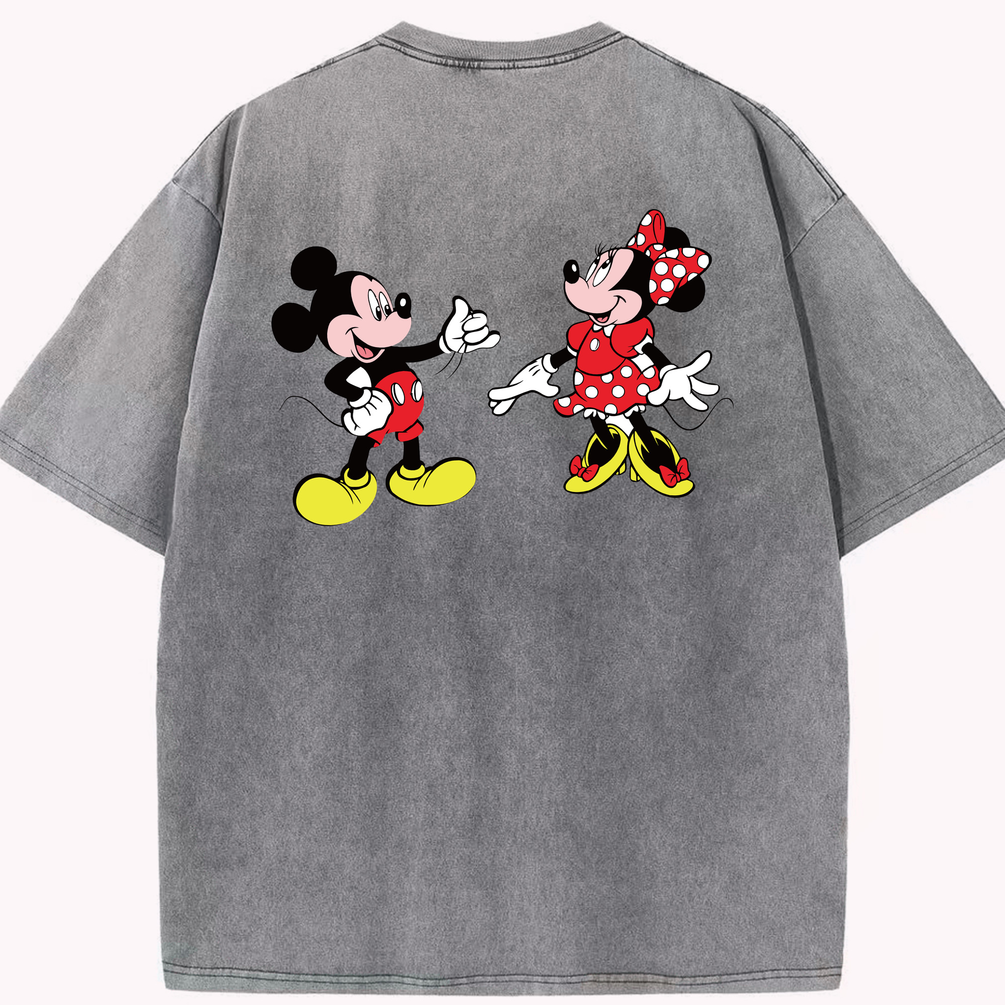 （画像用） ミッキーマウス Mickey Mouse 綿100% ヴィンテージ風 半袖Tシャツ（背面プリント）