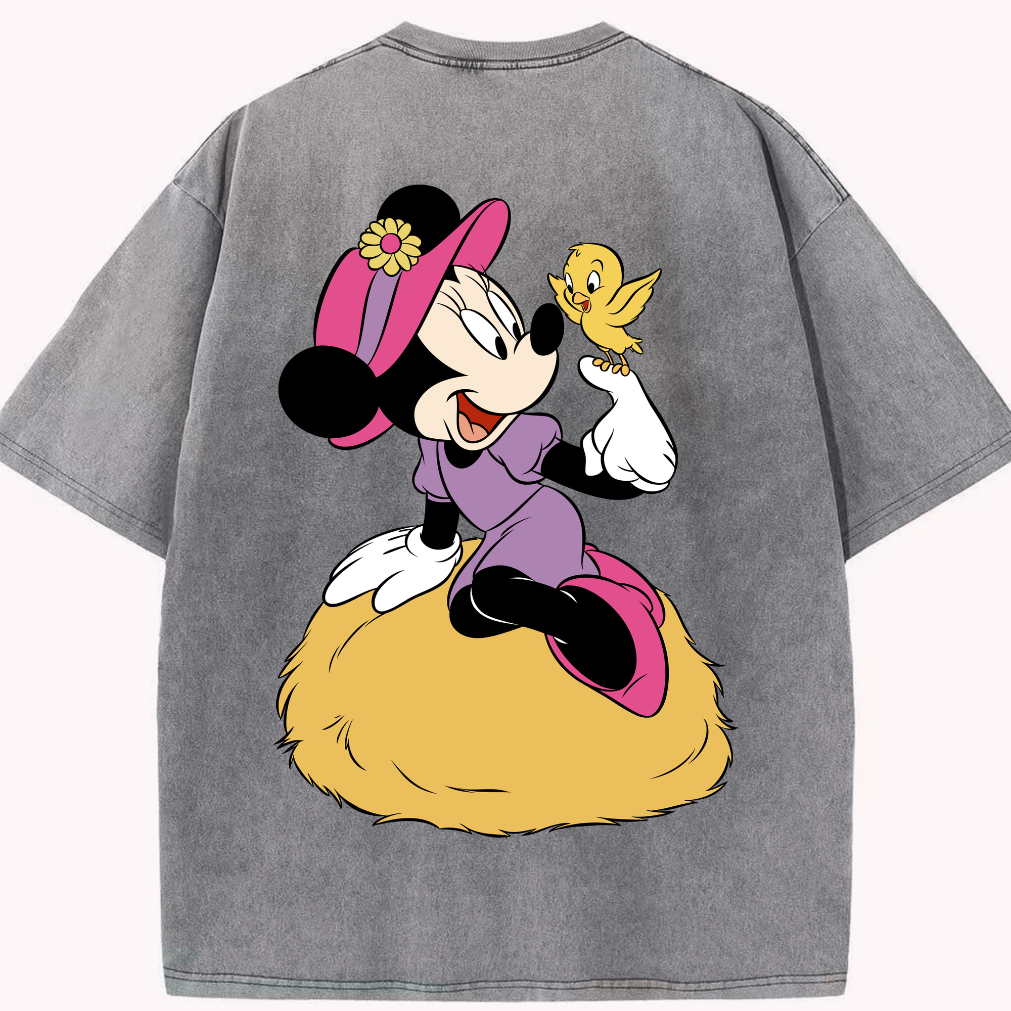 （画像用） ミッキーマウス Mickey Mouse 綿100% ヴィンテージ風 半袖Tシャツ（背面プリント）
