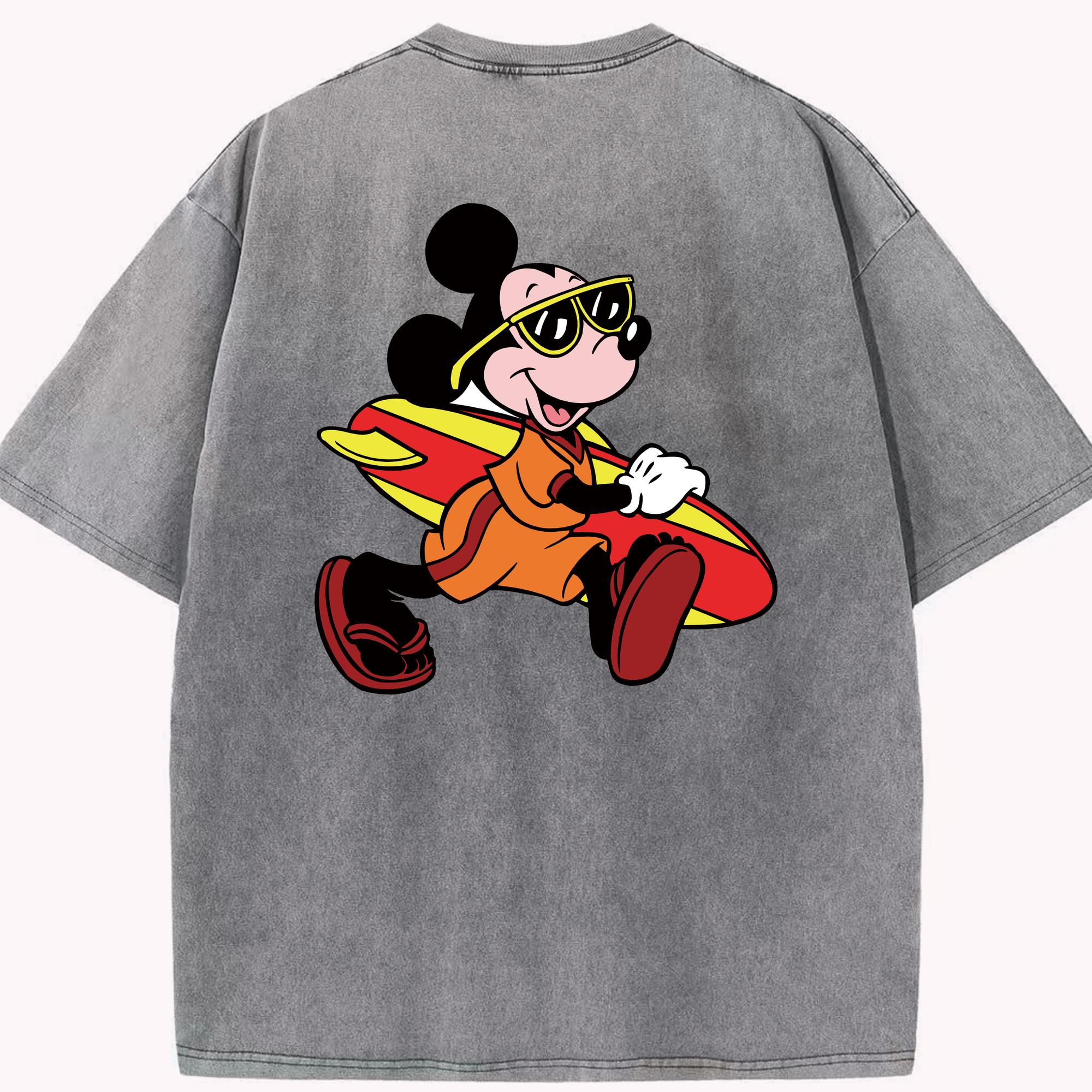 （画像用） ミッキーマウス Mickey Mouse 綿100% ヴィンテージ風 半袖Tシャツ（背面プリント）