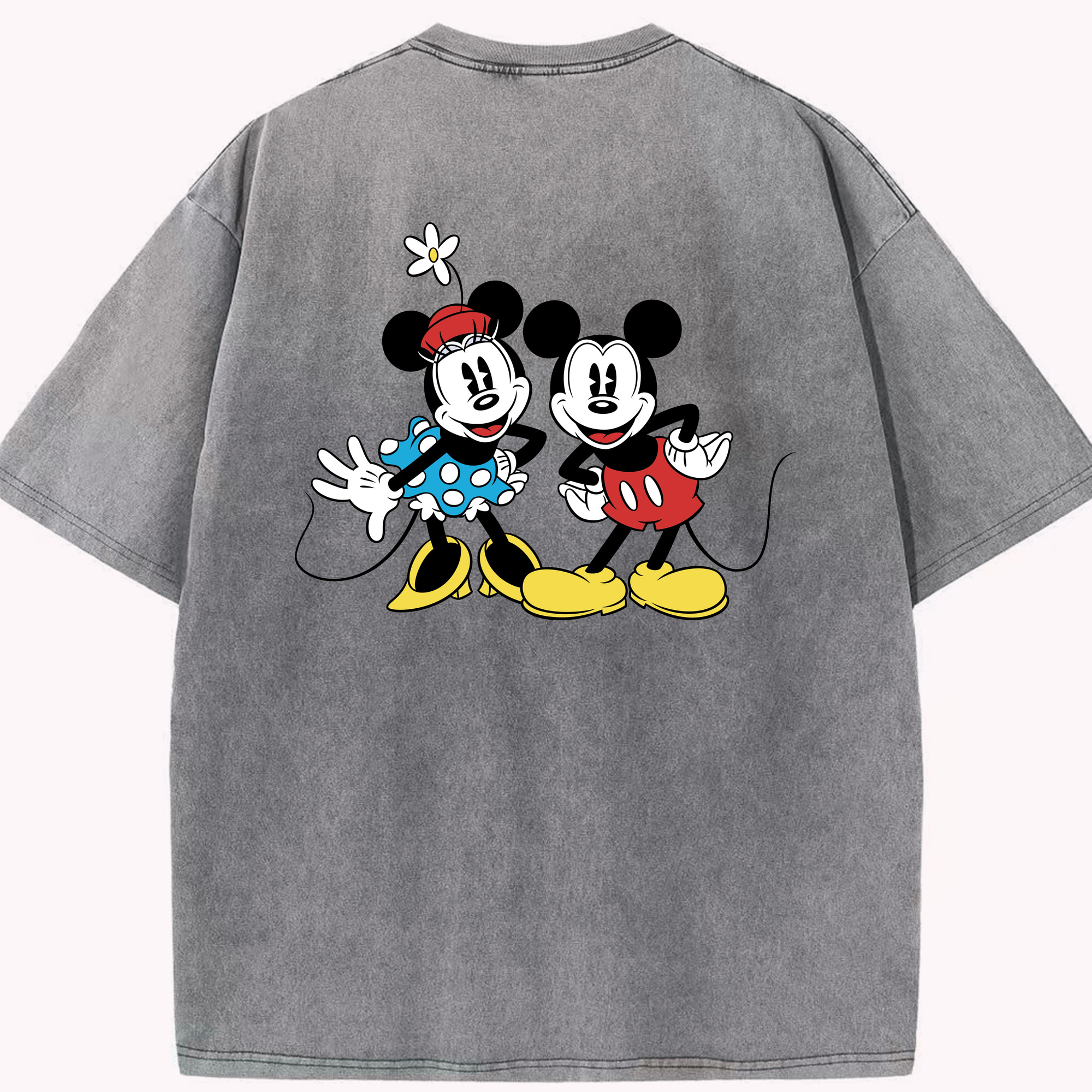 （画像用） ミッキーマウス Mickey Mouse 綿100% ヴィンテージ風 半袖Tシャツ（背面プリント）