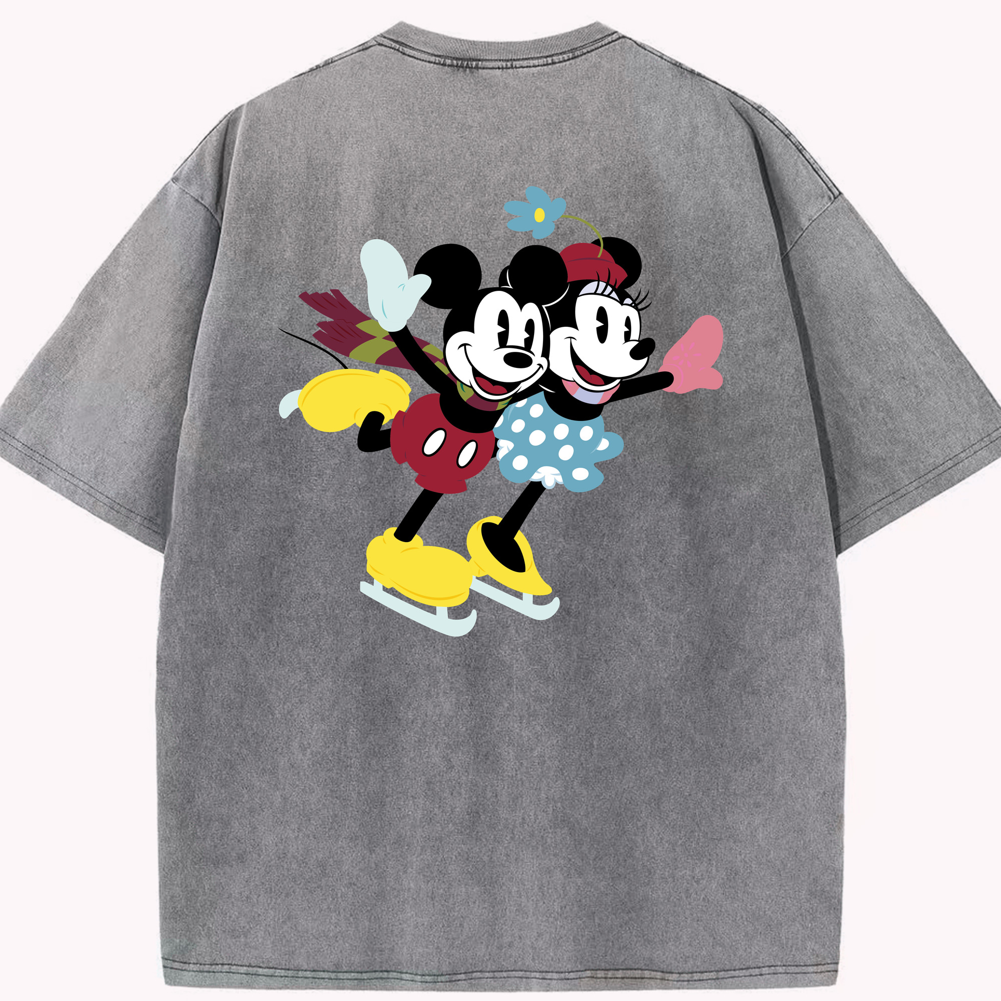 （画像用） ミッキーマウス Mickey Mouse 綿100% ヴィンテージ風 半袖Tシャツ（背面プリント）
