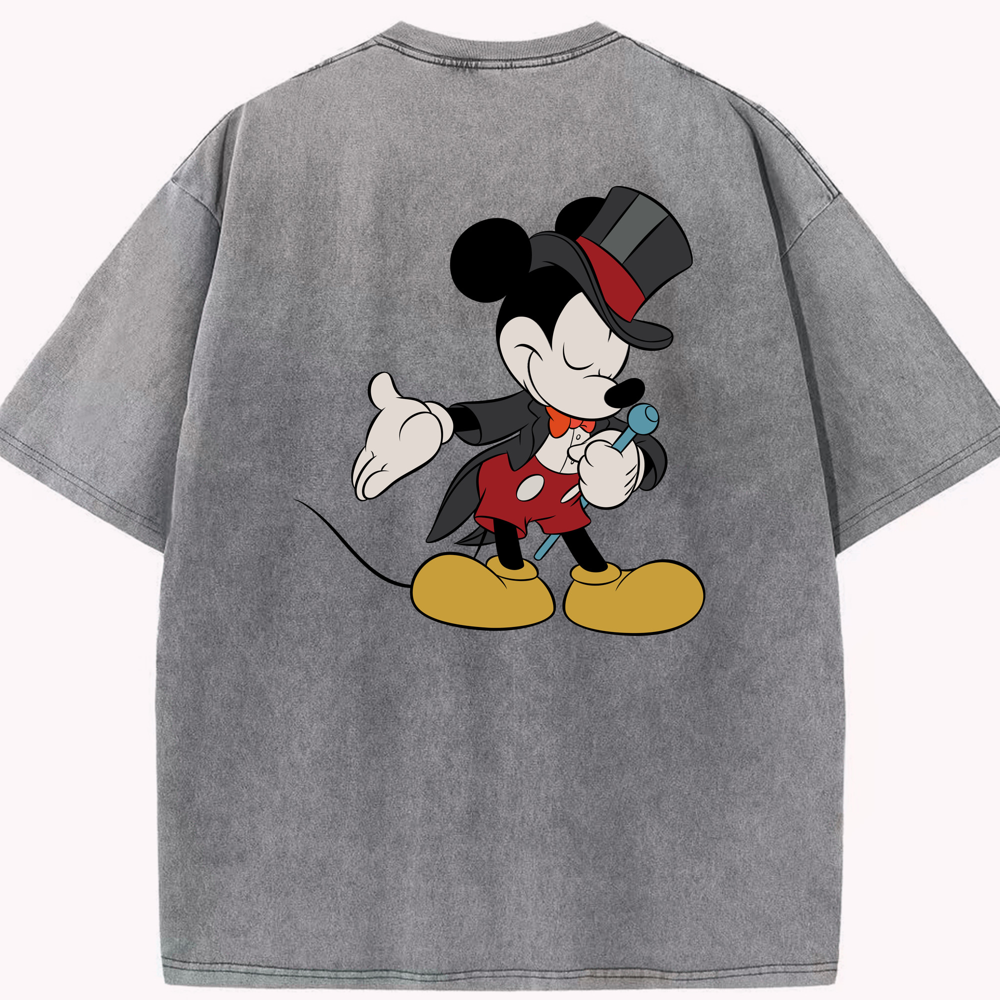 （画像用） ミッキーマウス Mickey Mouse 綿100% ヴィンテージ風 半袖Tシャツ（背面プリント）
