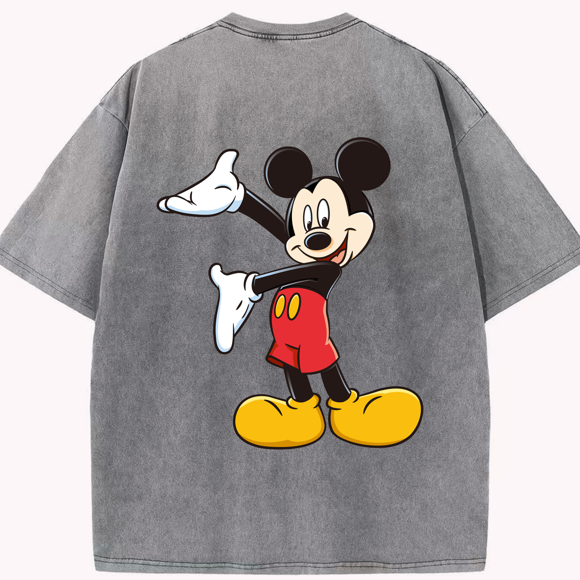 （画像用） ミッキーマウス Mickey Mouse 綿100% ヴィンテージ風 半袖Tシャツ（背面プリント）