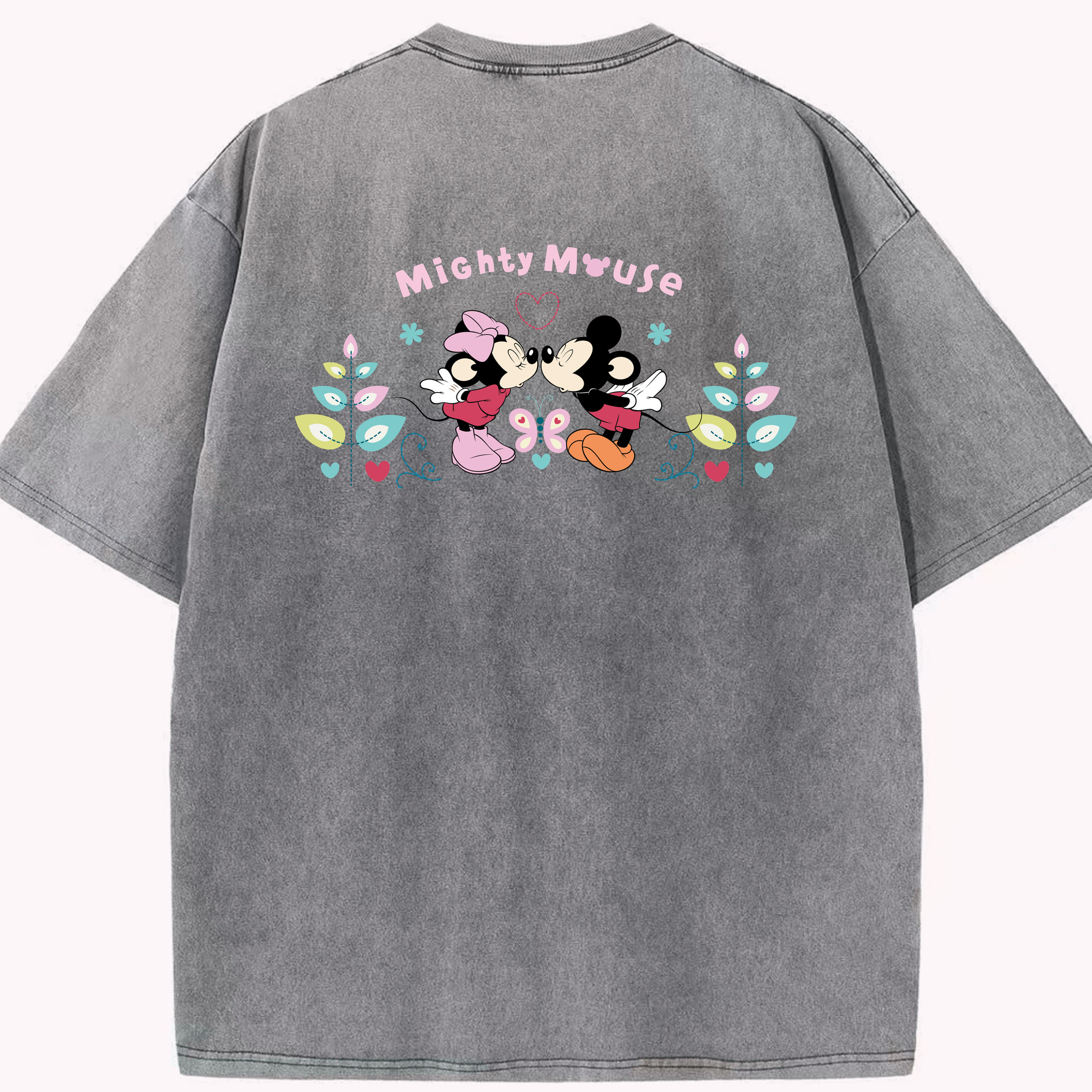 （画像用） ミッキーマウス Mickey Mouse 綿100% ヴィンテージ風 半袖Tシャツ（背面プリント）