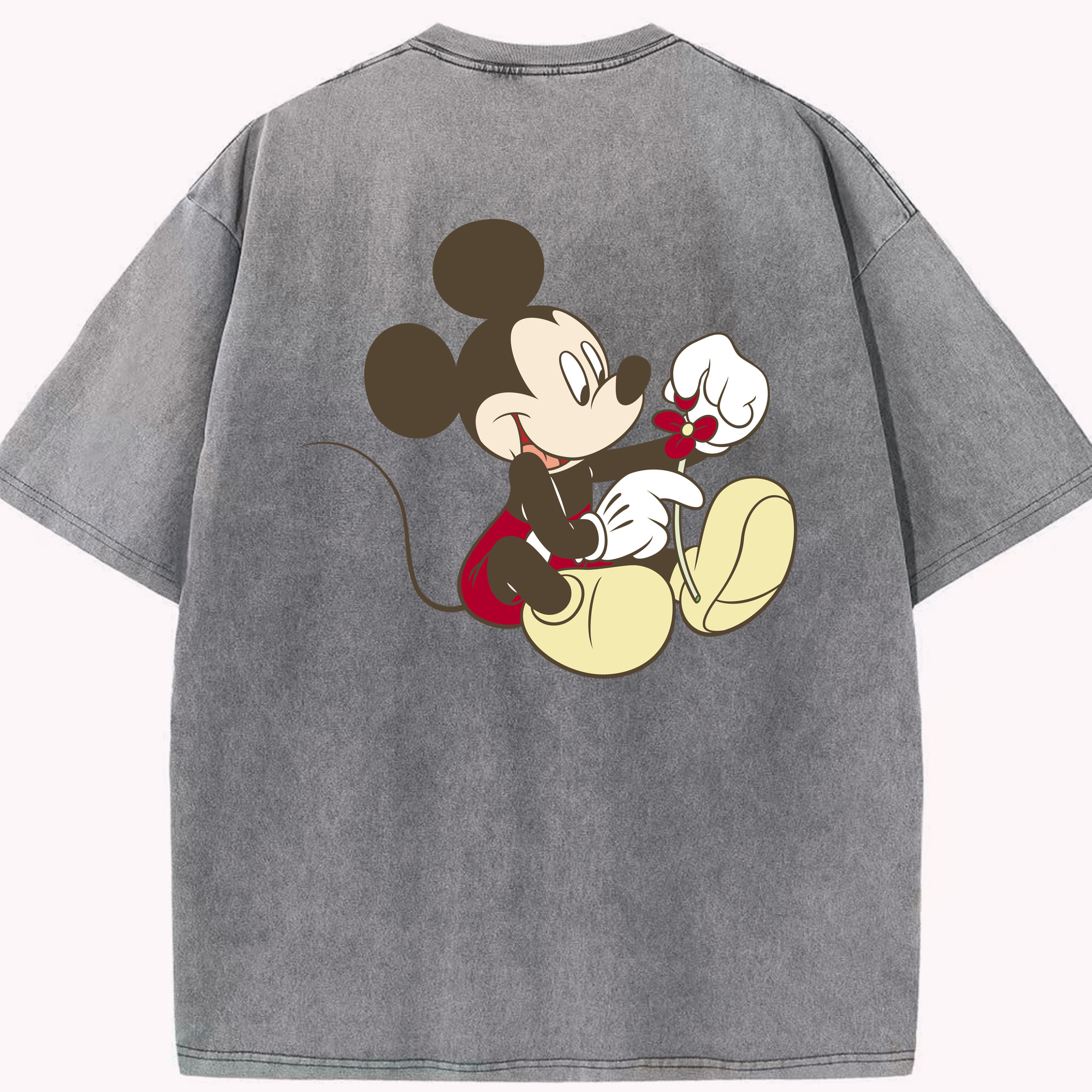 （画像用） ミッキーマウス Mickey Mouse 綿100% ヴィンテージ風 半袖Tシャツ（背面プリント）