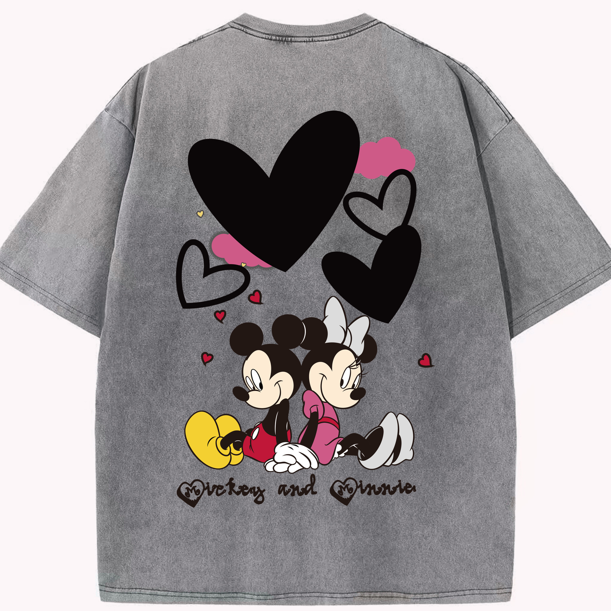 （画像用） ミッキーマウス Mickey Mouse 綿100% ヴィンテージ風 半袖Tシャツ（背面プリント）