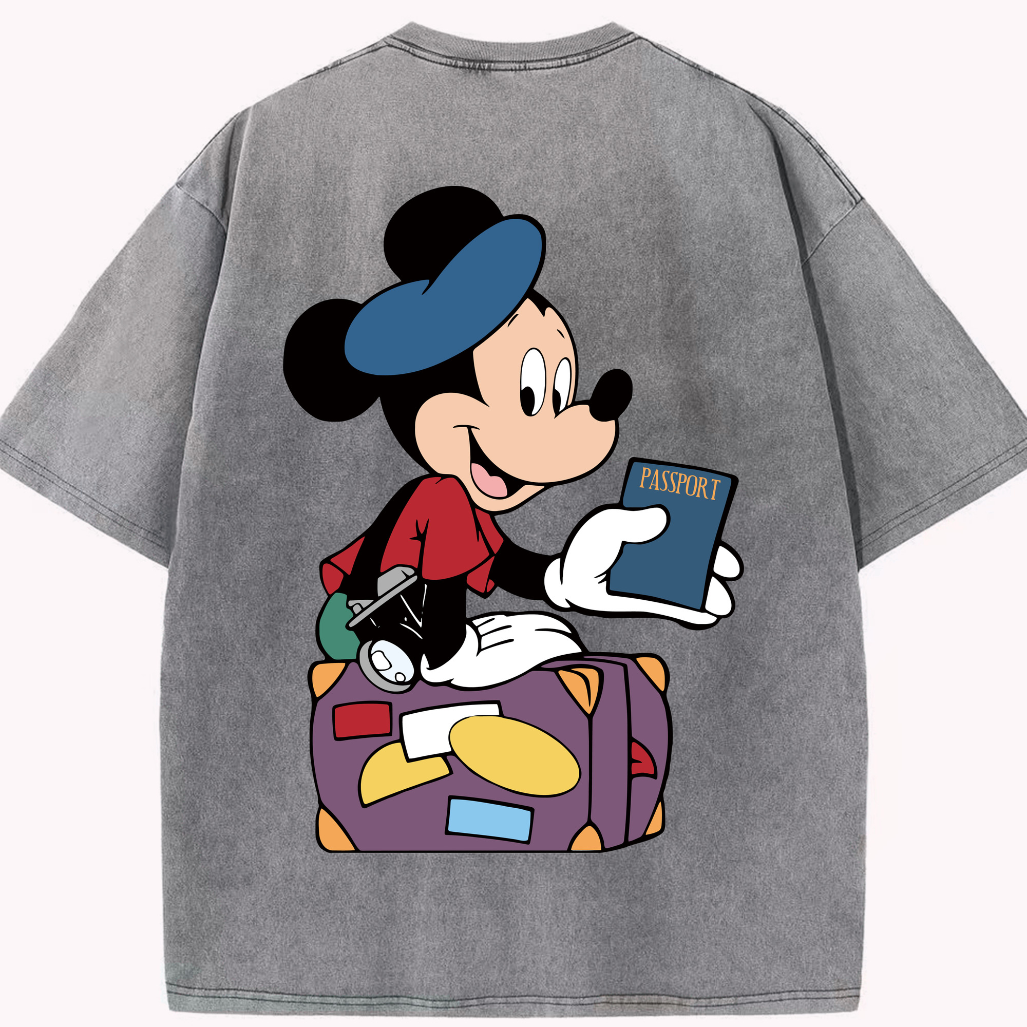 （画像用） ミッキーマウス Mickey Mouse 綿100% ヴィンテージ風 半袖Tシャツ（背面プリント）