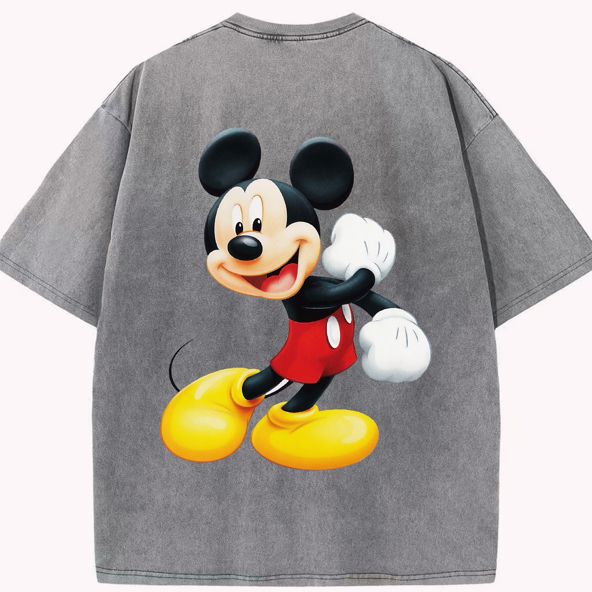 （画像用） ミッキーマウス Mickey Mouse 綿100% ヴィンテージ風 半袖Tシャツ（背面プリント）
