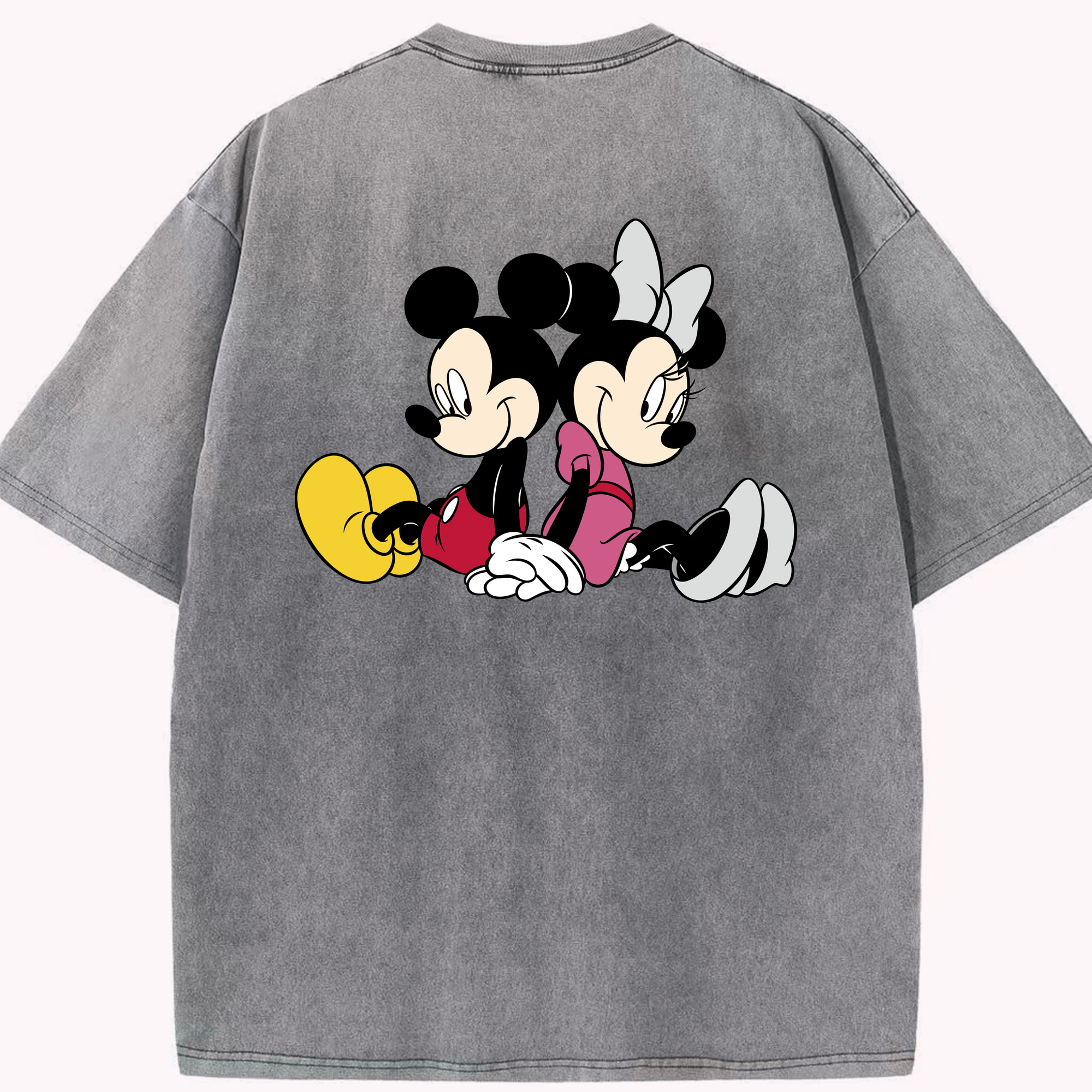 （画像用） ミッキーマウス Mickey Mouse 綿100% ヴィンテージ風 半袖Tシャツ（背面プリント）