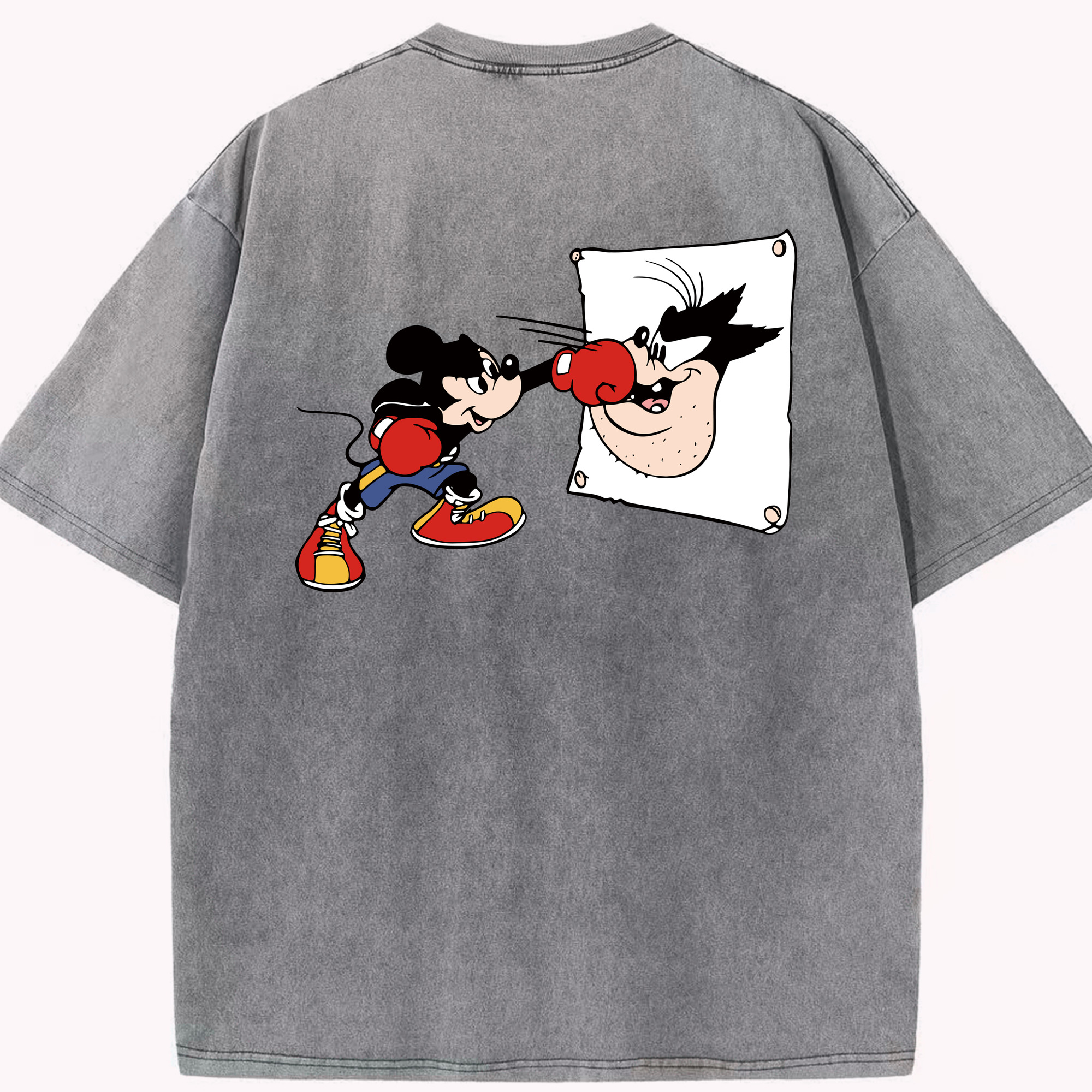 （画像用） ミッキーマウス Mickey Mouse 綿100% ヴィンテージ風 半袖Tシャツ（背面プリント）