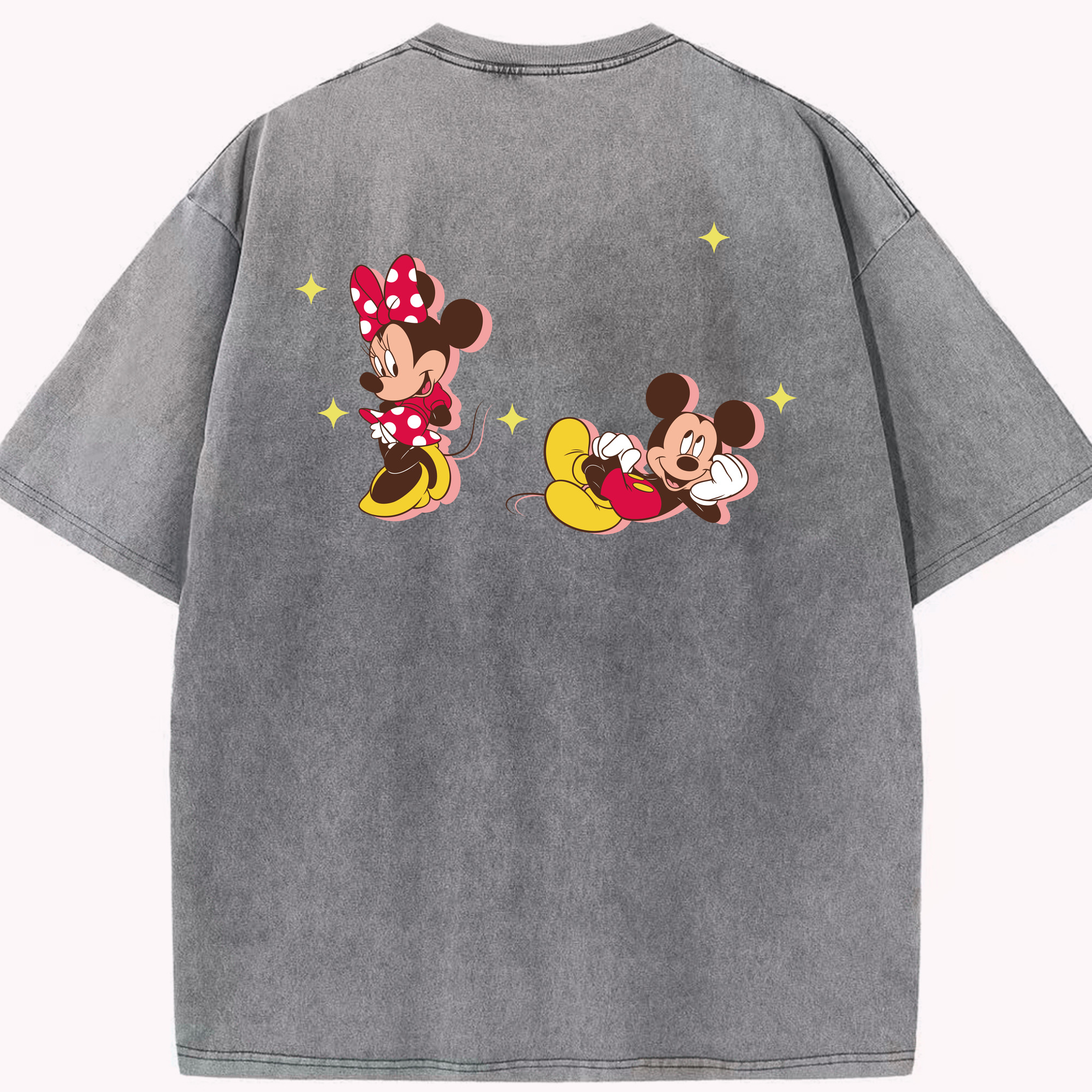（画像用） ミッキーマウス Mickey Mouse 綿100% ヴィンテージ風 半袖Tシャツ（背面プリント）
