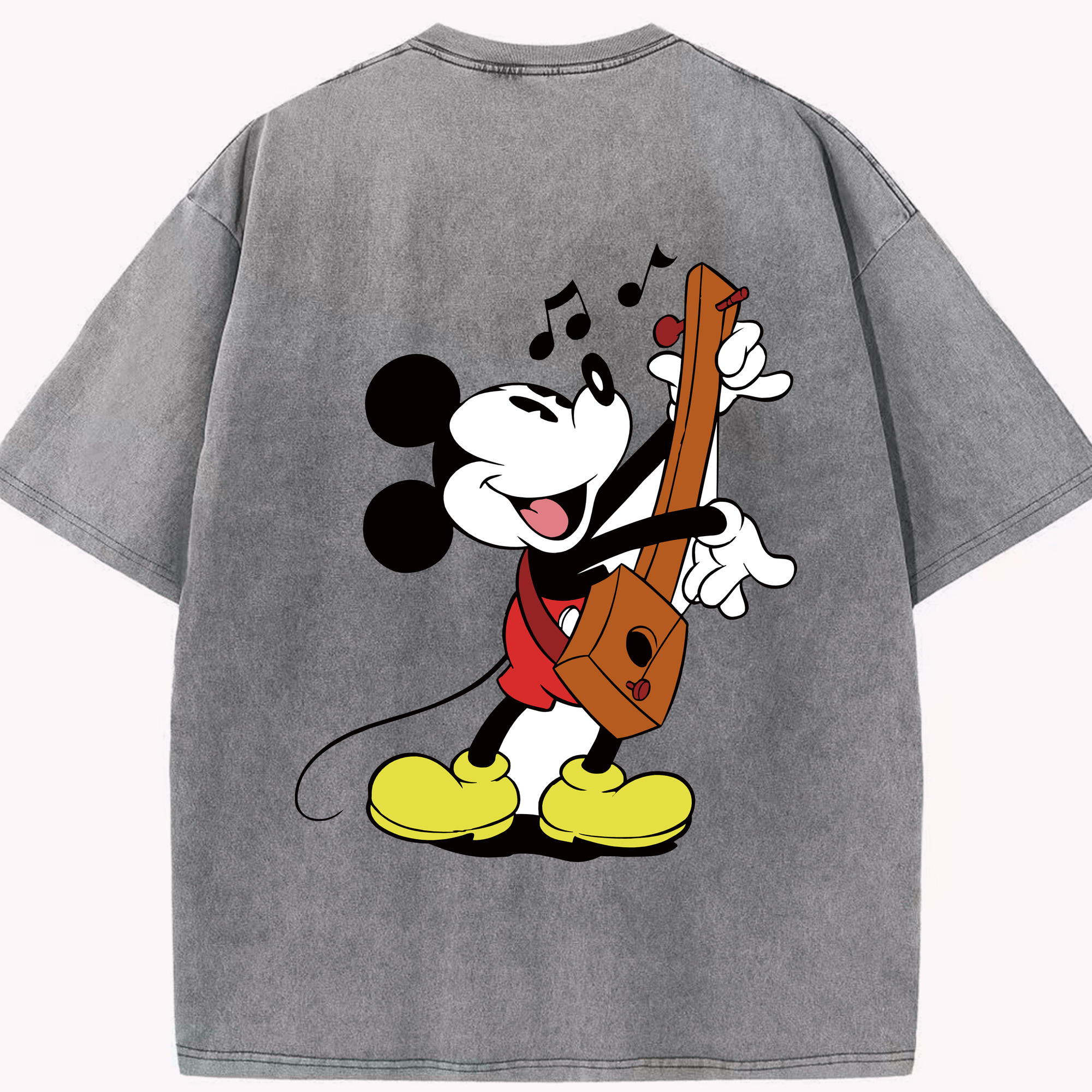 （画像用） ミッキーマウス Mickey Mouse 綿100% ヴィンテージ風 半袖Tシャツ（背面プリント）