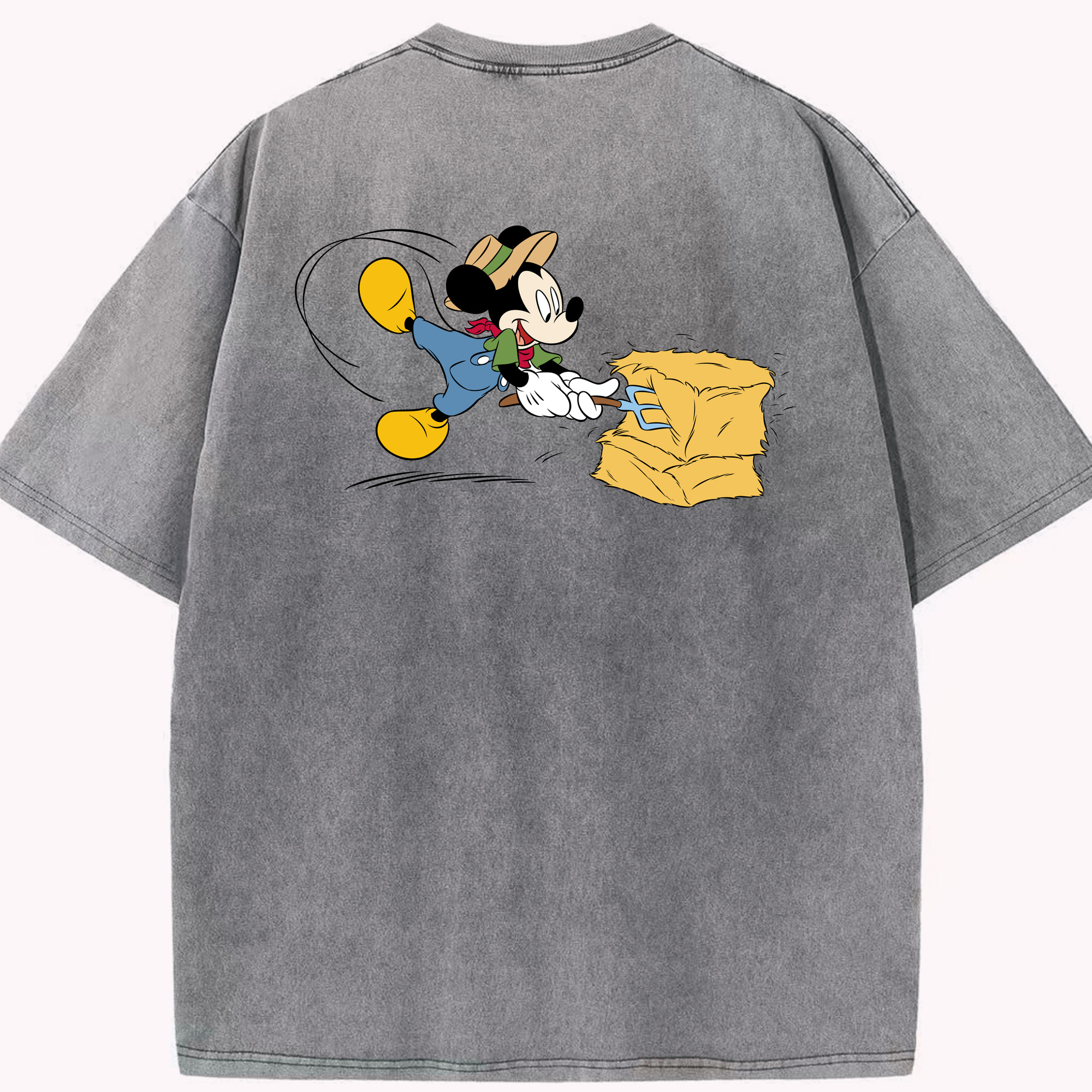 （画像用） ミッキーマウス Mickey Mouse 綿100% ヴィンテージ風 半袖Tシャツ（背面プリント）