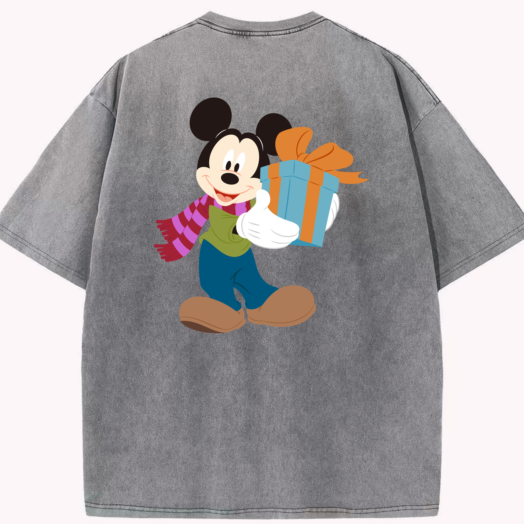 （画像用） ミッキーマウス Mickey Mouse 綿100% ヴィンテージ風 半袖Tシャツ（背面プリント）