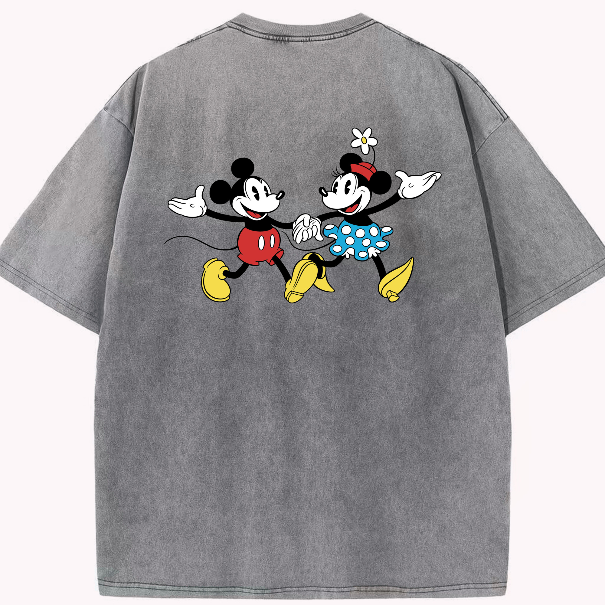 （画像用） ミッキーマウス Mickey Mouse 綿100% ヴィンテージ風 半袖Tシャツ（背面プリント）