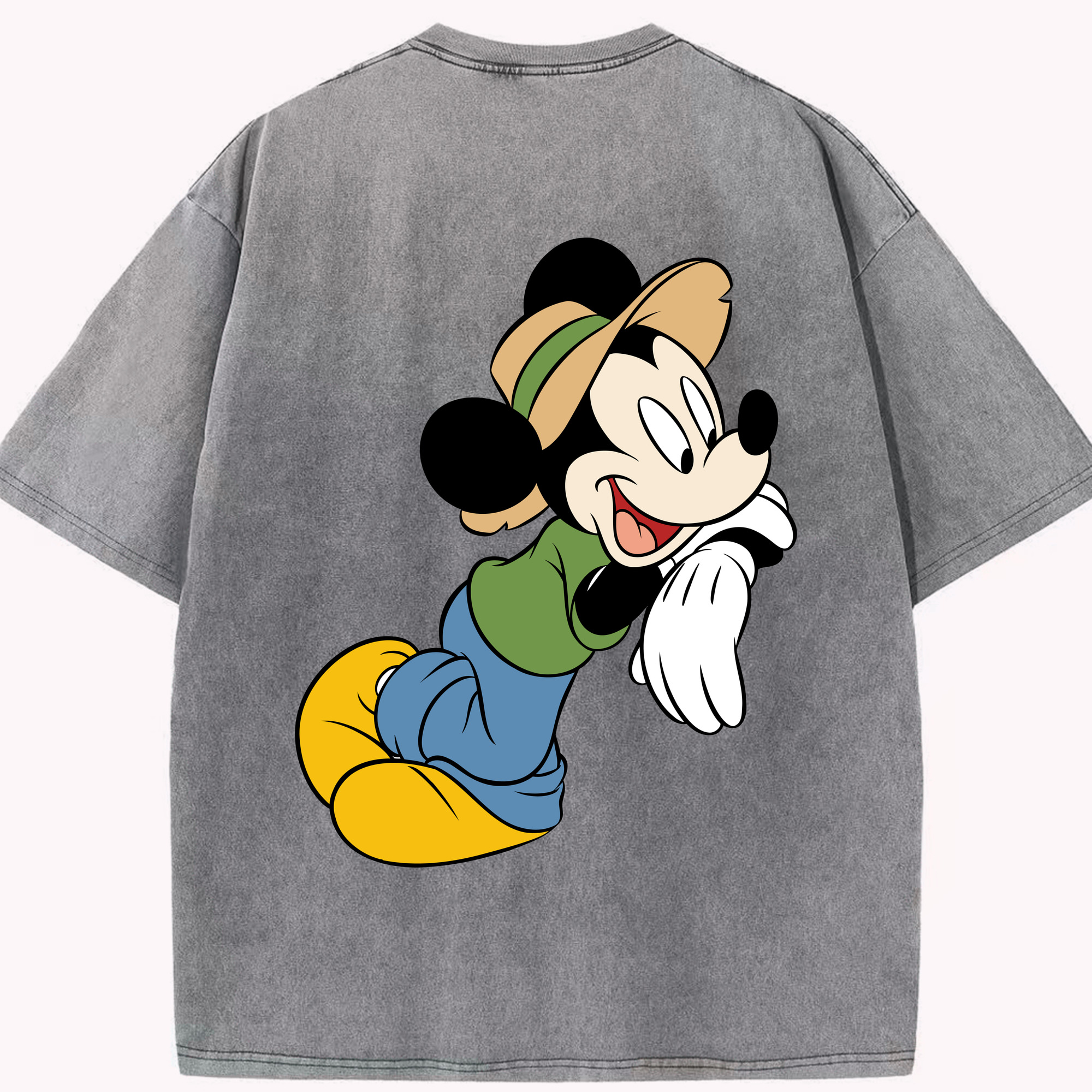 （画像用） ミッキーマウス Mickey Mouse 綿100% ヴィンテージ風 半袖Tシャツ（背面プリント）