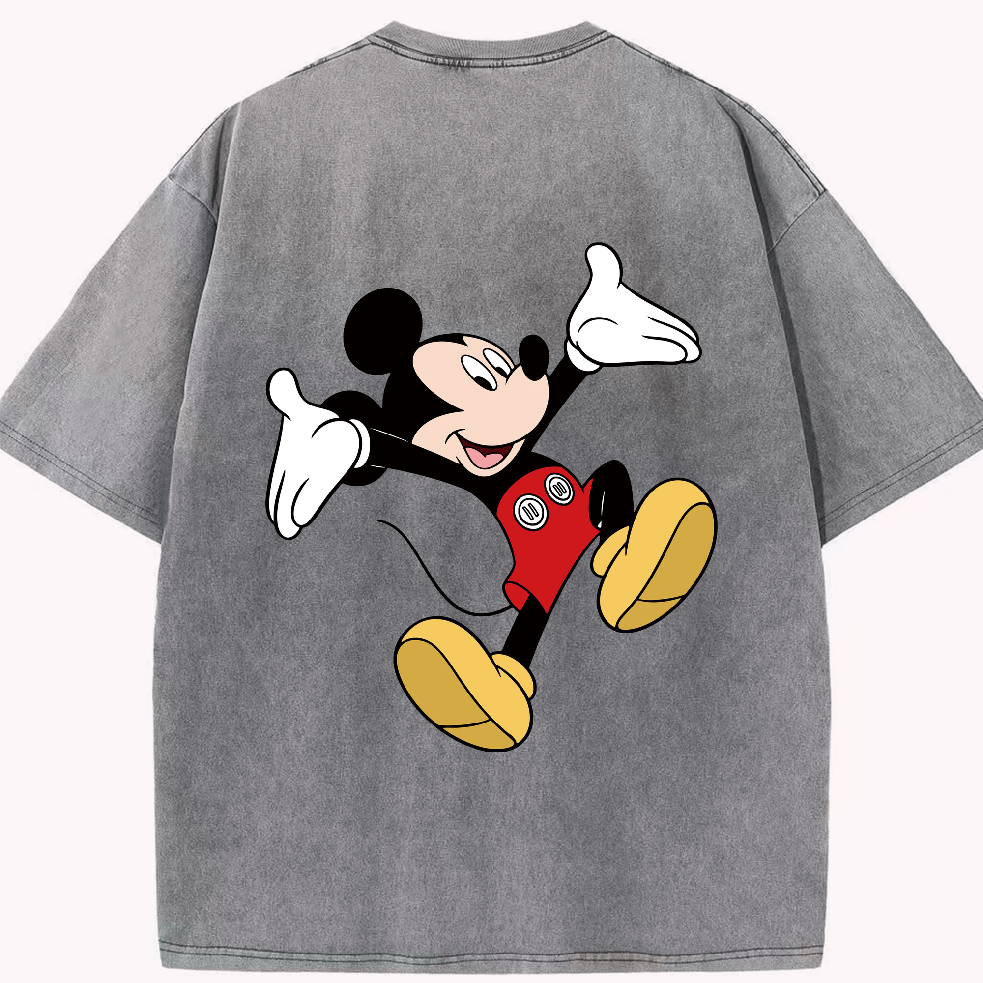 （画像用） ミッキーマウス Mickey Mouse 綿100% ヴィンテージ風 半袖Tシャツ（背面プリント）