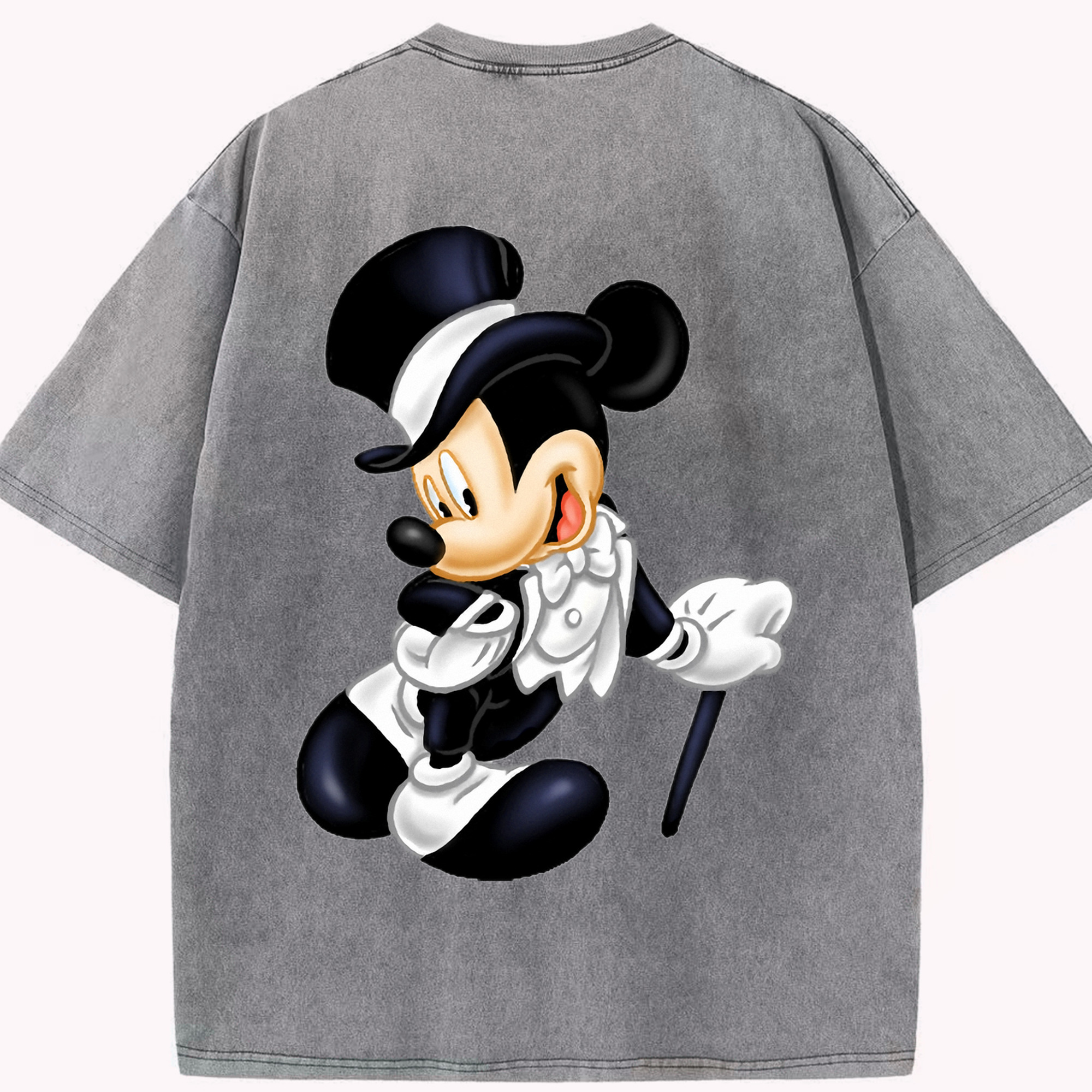 （画像用） ミッキーマウス Mickey Mouse 綿100% ヴィンテージ風 半袖Tシャツ（背面プリント）