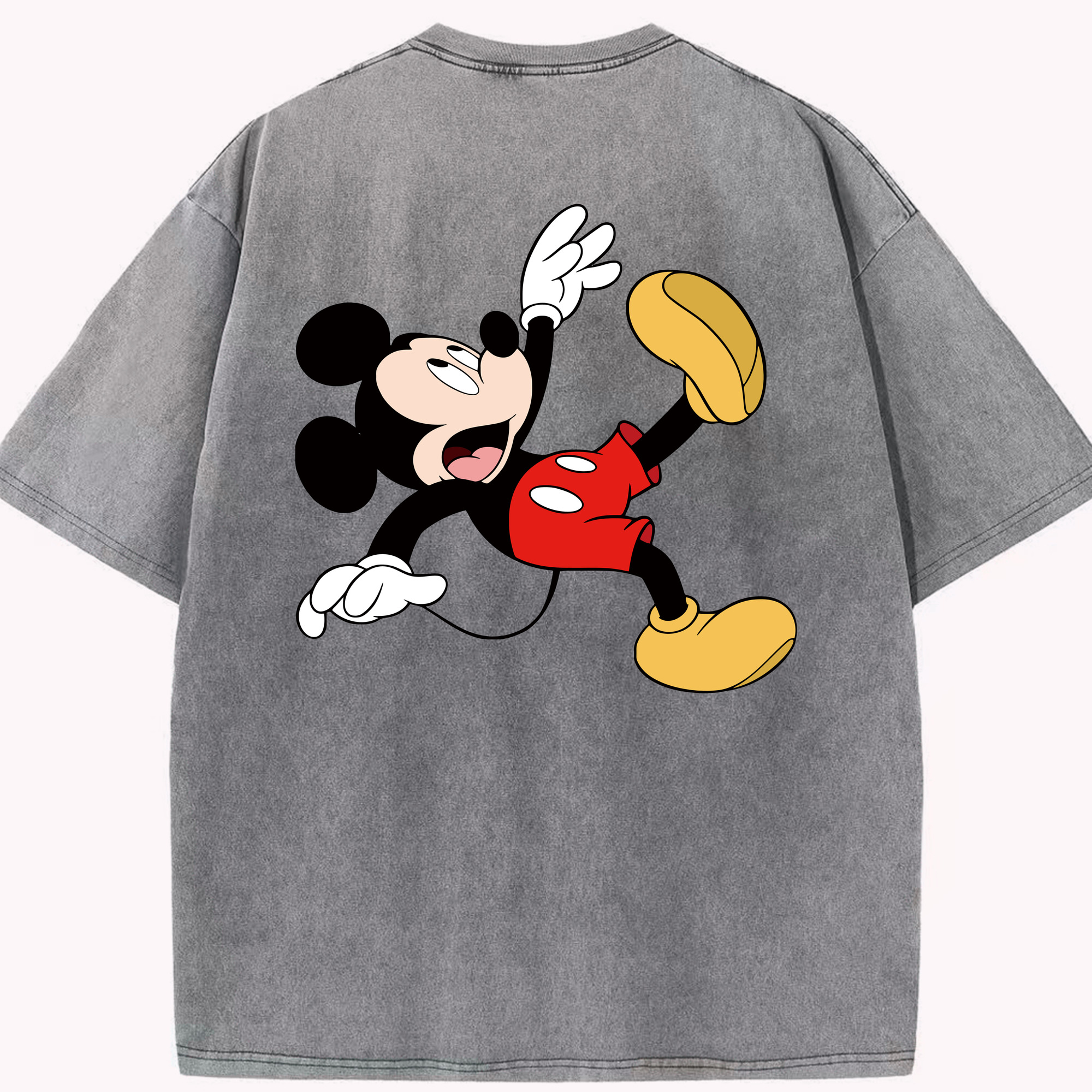 （画像用） ミッキーマウス Mickey Mouse 綿100% ヴィンテージ風 半袖Tシャツ（背面プリント）