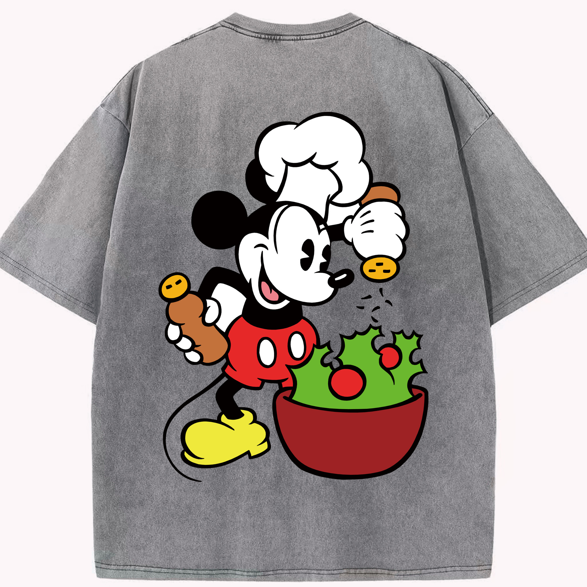 （画像用） ミッキーマウス Mickey Mouse 綿100% ヴィンテージ風 半袖Tシャツ（背面プリント）