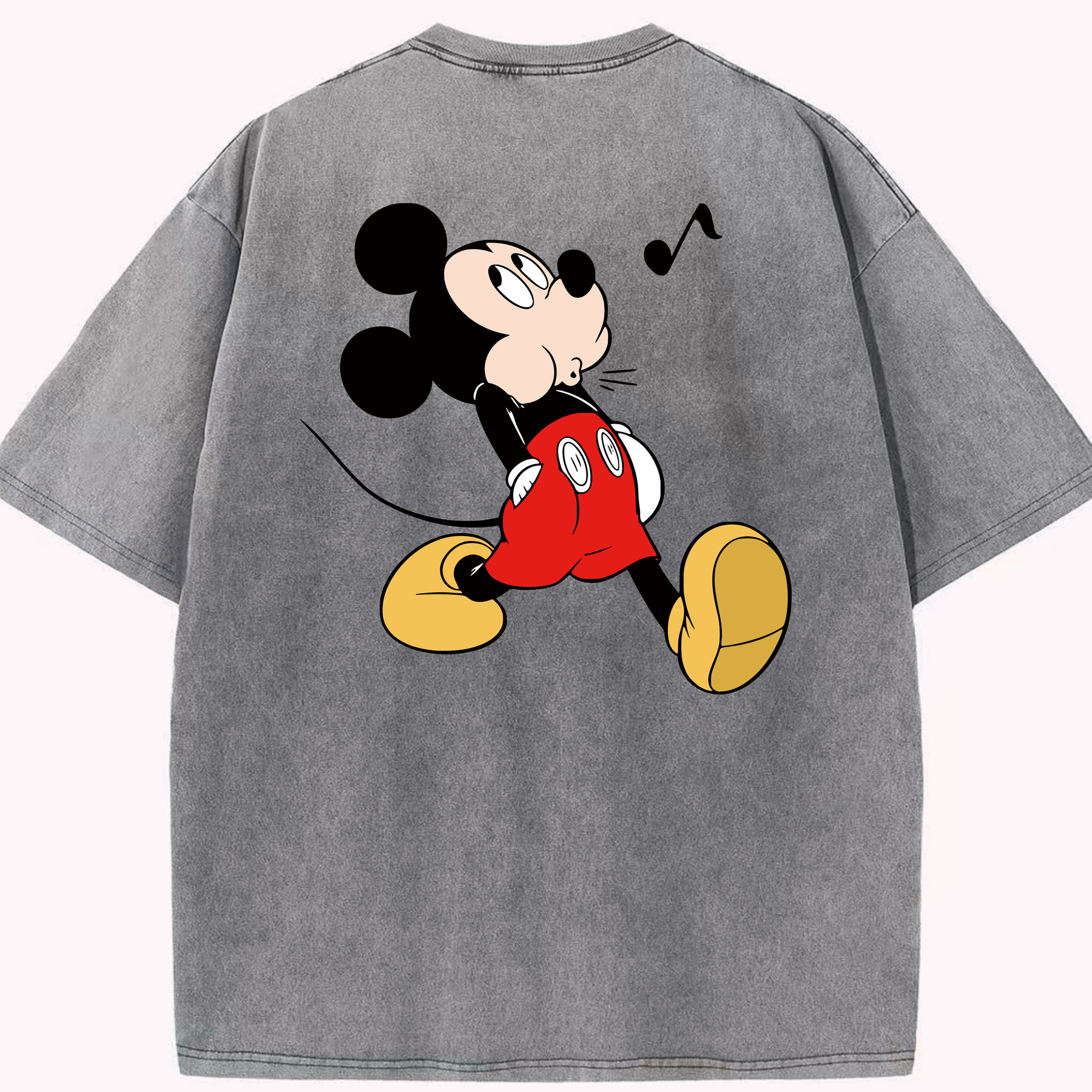 （画像用） ミッキーマウス Mickey Mouse 綿100% ヴィンテージ風 半袖Tシャツ（背面プリント）