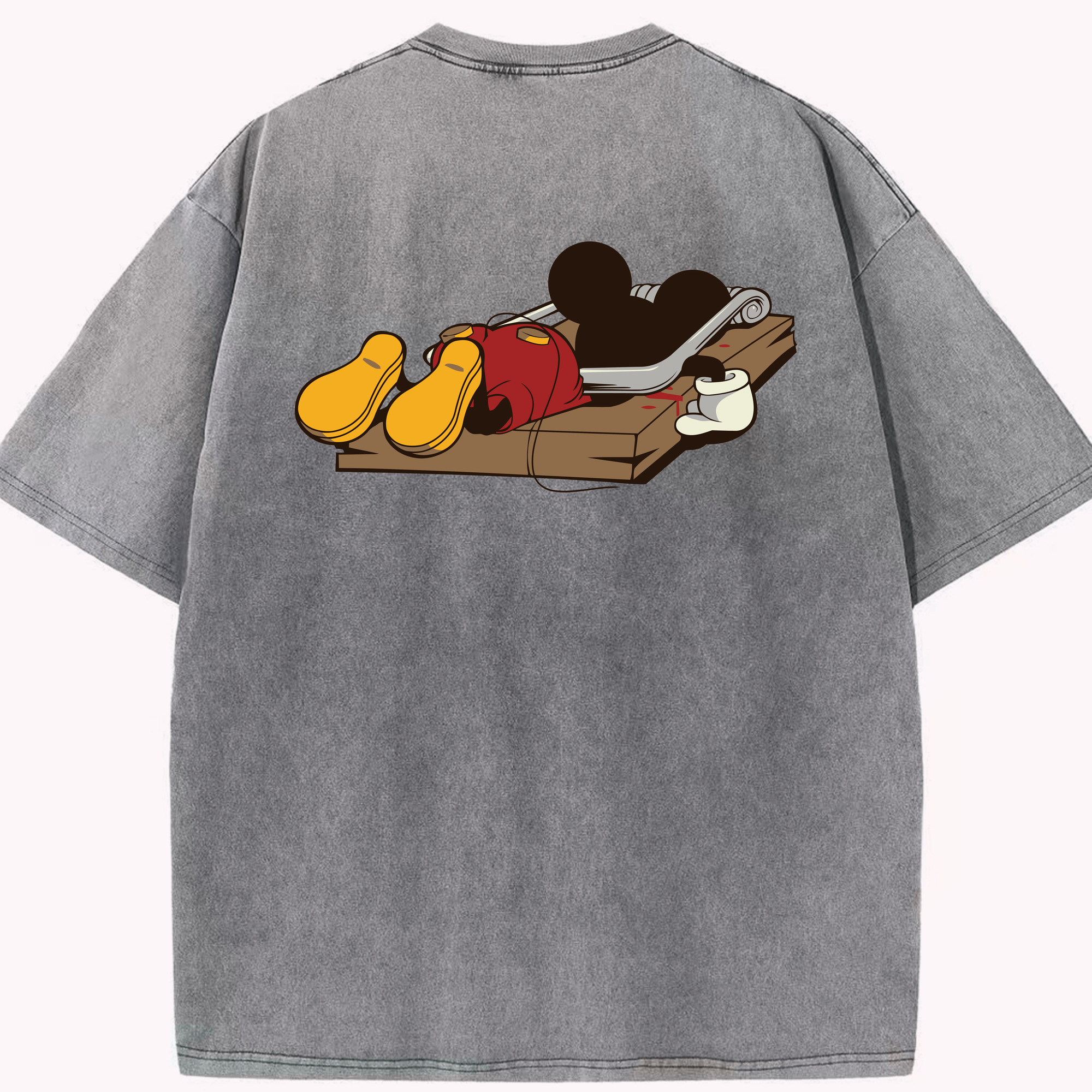 （画像用） ミッキーマウス Mickey Mouse 綿100% ヴィンテージ風 半袖Tシャツ（背面プリント）