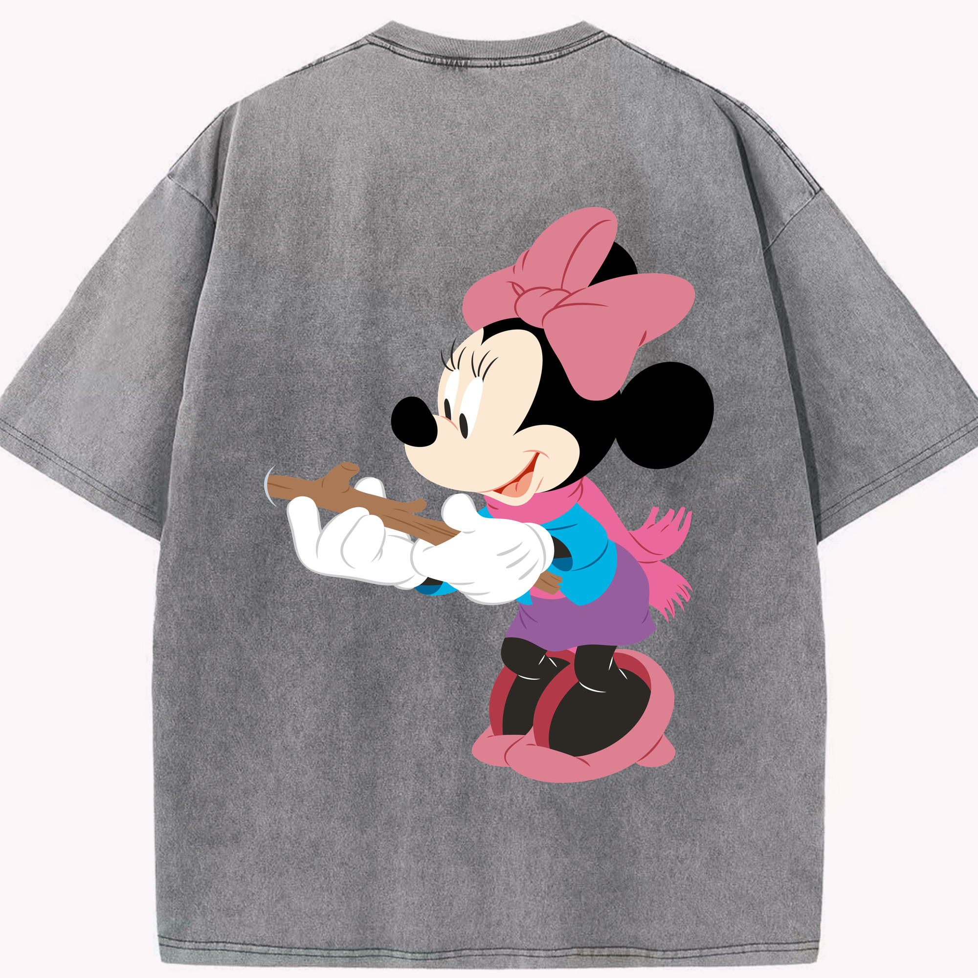 （画像用） ミッキーマウス Mickey Mouse 綿100% ヴィンテージ風 半袖Tシャツ（背面プリント）