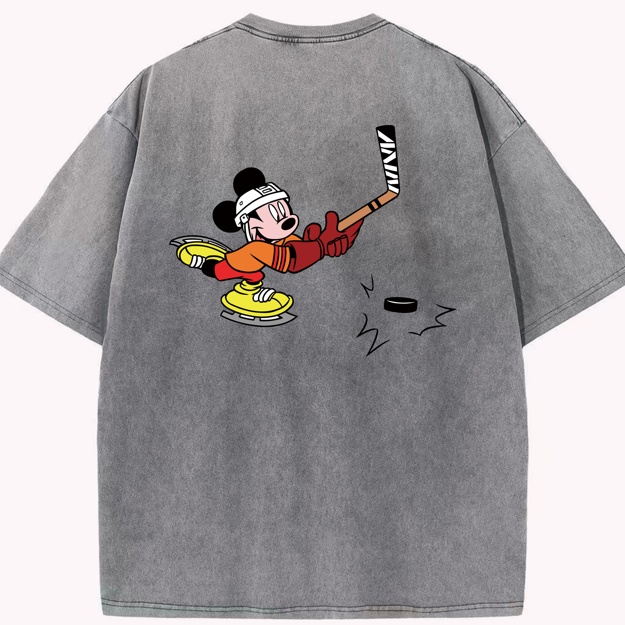 （画像用） ミッキーマウス Mickey Mouse 綿100% ヴィンテージ風 半袖Tシャツ（背面プリント）