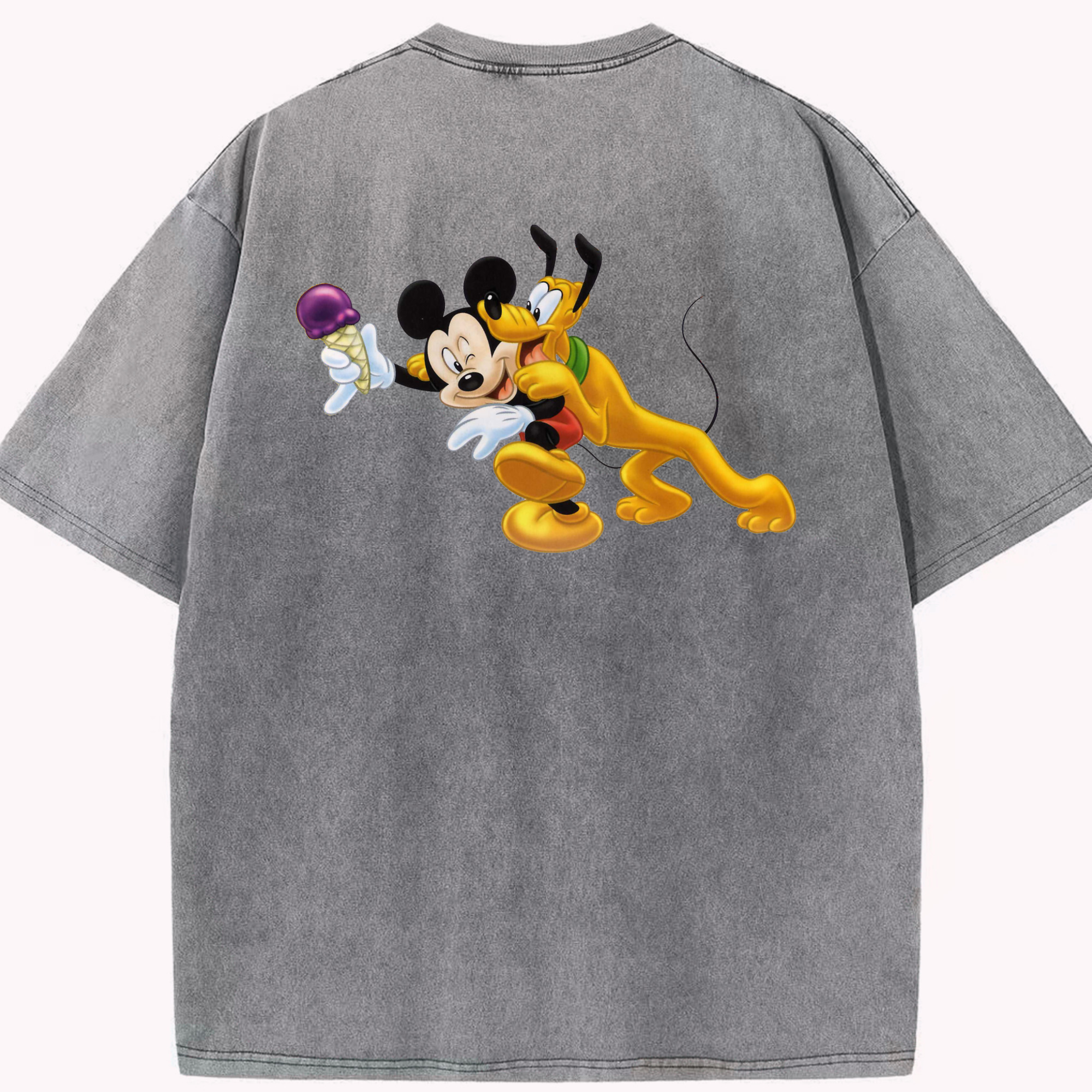 （画像用） ミッキーマウス Mickey Mouse 綿100% ヴィンテージ風 半袖Tシャツ（背面プリント）