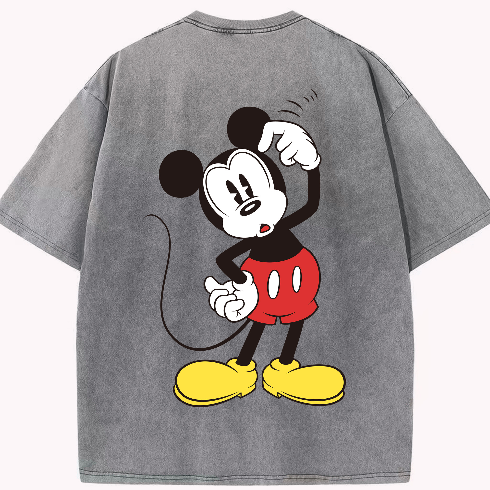 （画像用） ミッキーマウス Mickey Mouse 綿100% ヴィンテージ風 半袖Tシャツ（背面プリント）