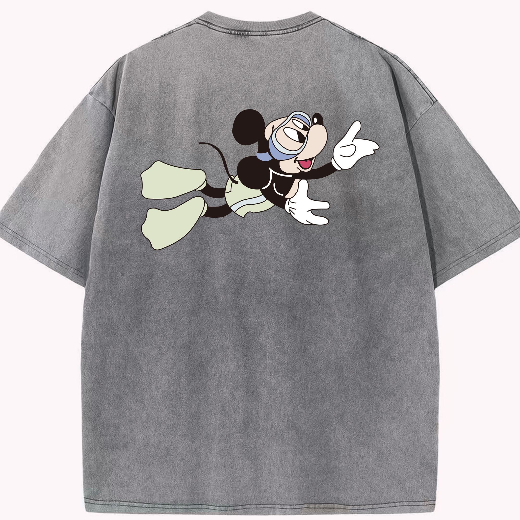 （画像用） ミッキーマウス Mickey Mouse 綿100% ヴィンテージ風 半袖Tシャツ（背面プリント）