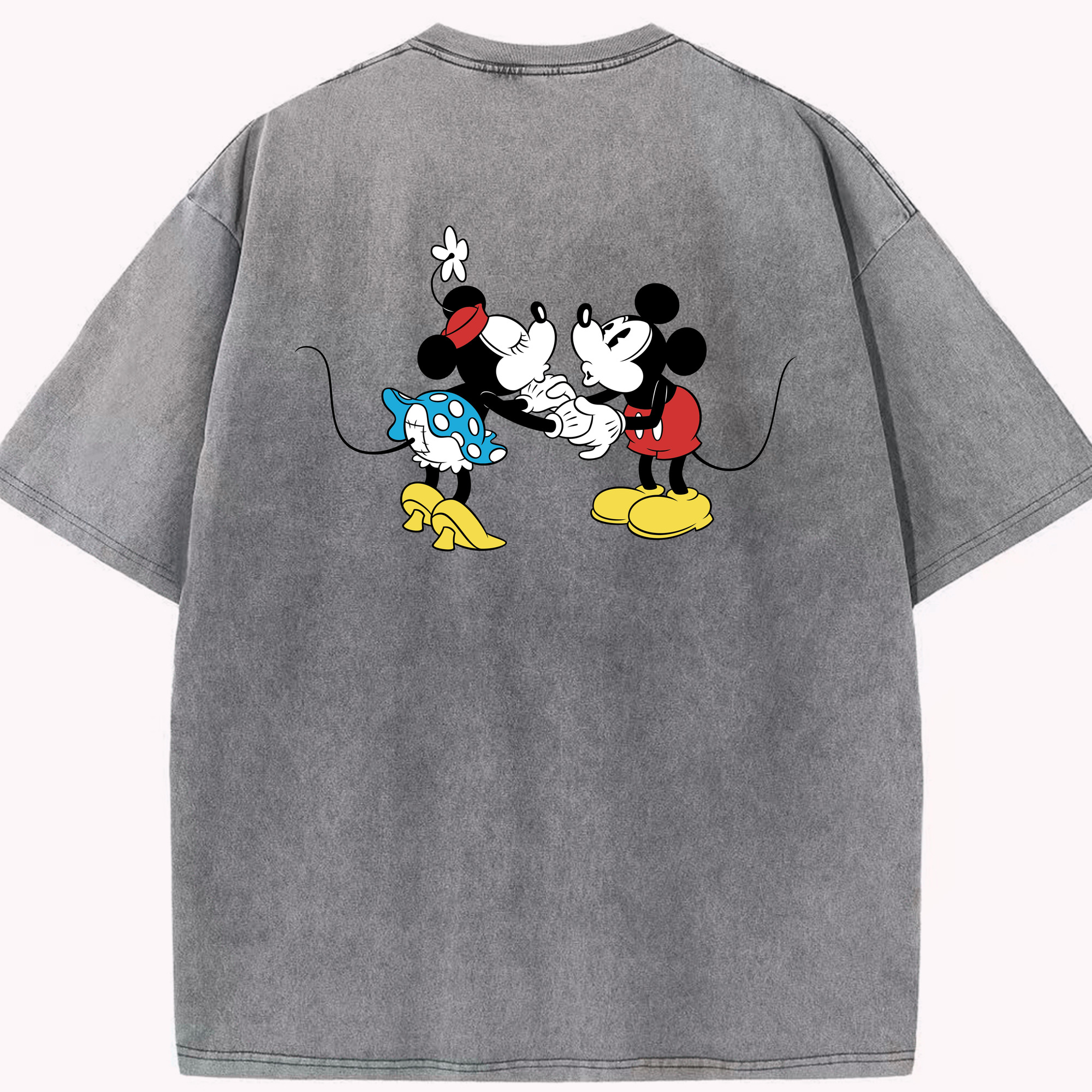 （画像用） ミッキーマウス Mickey Mouse 綿100% ヴィンテージ風 半袖Tシャツ（背面プリント）