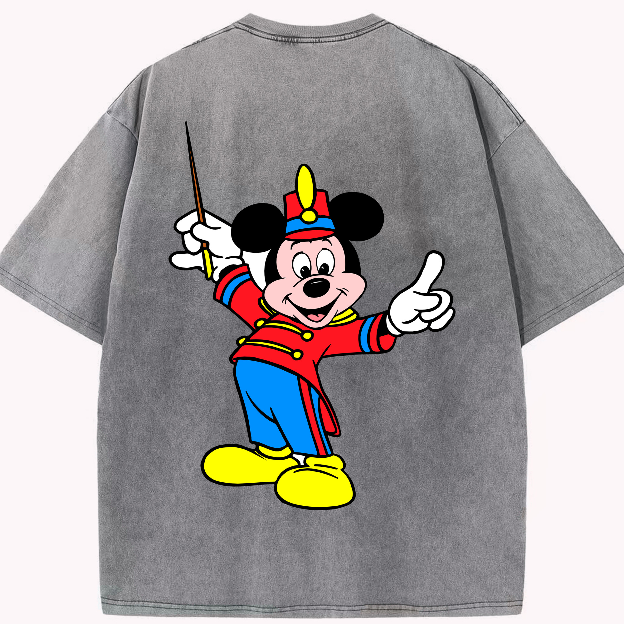 （画像用） ミッキーマウス Mickey Mouse 綿100% ヴィンテージ風 半袖Tシャツ（背面プリント）