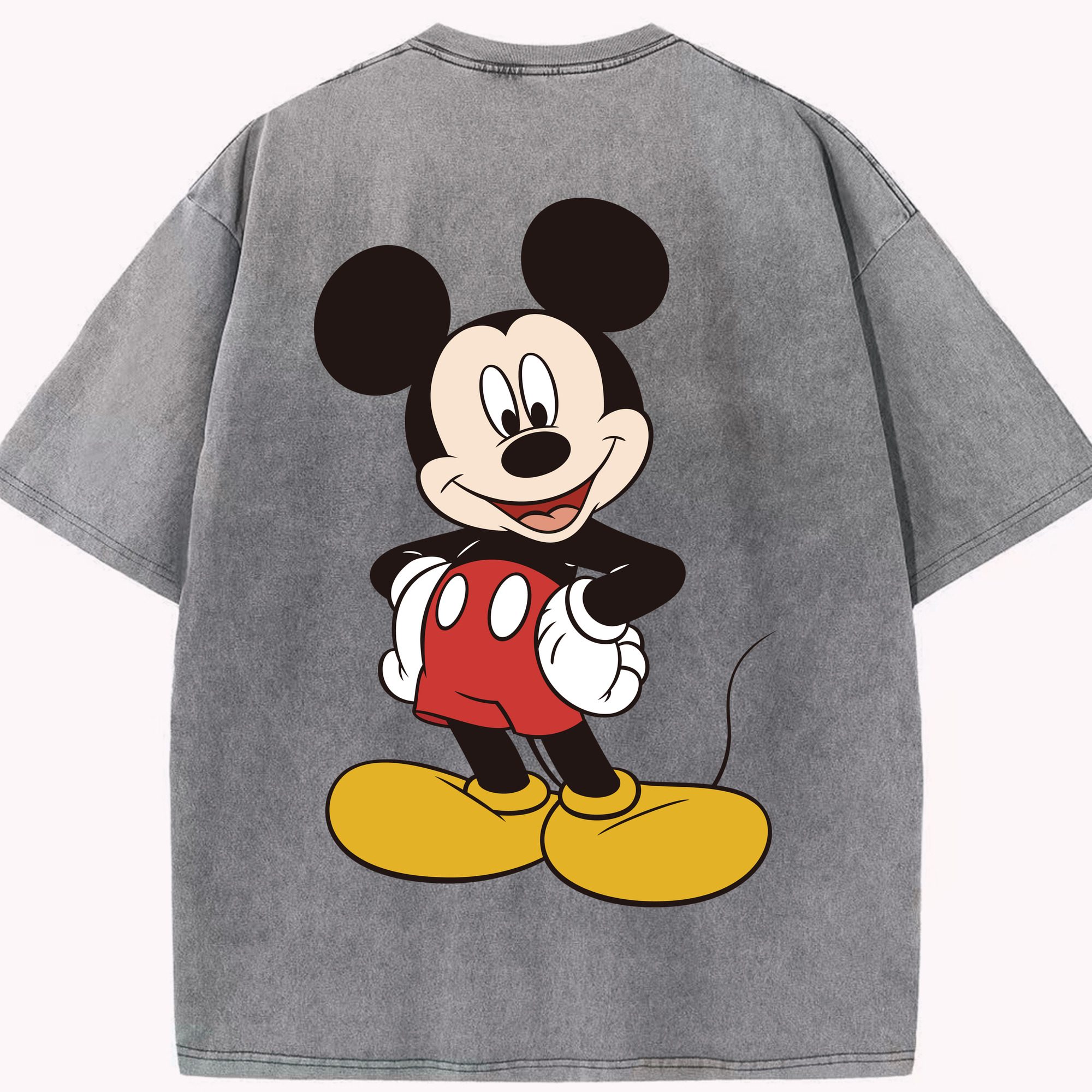 （画像用） ミッキーマウス Mickey Mouse 綿100% ヴィンテージ風 半袖Tシャツ（背面プリント）