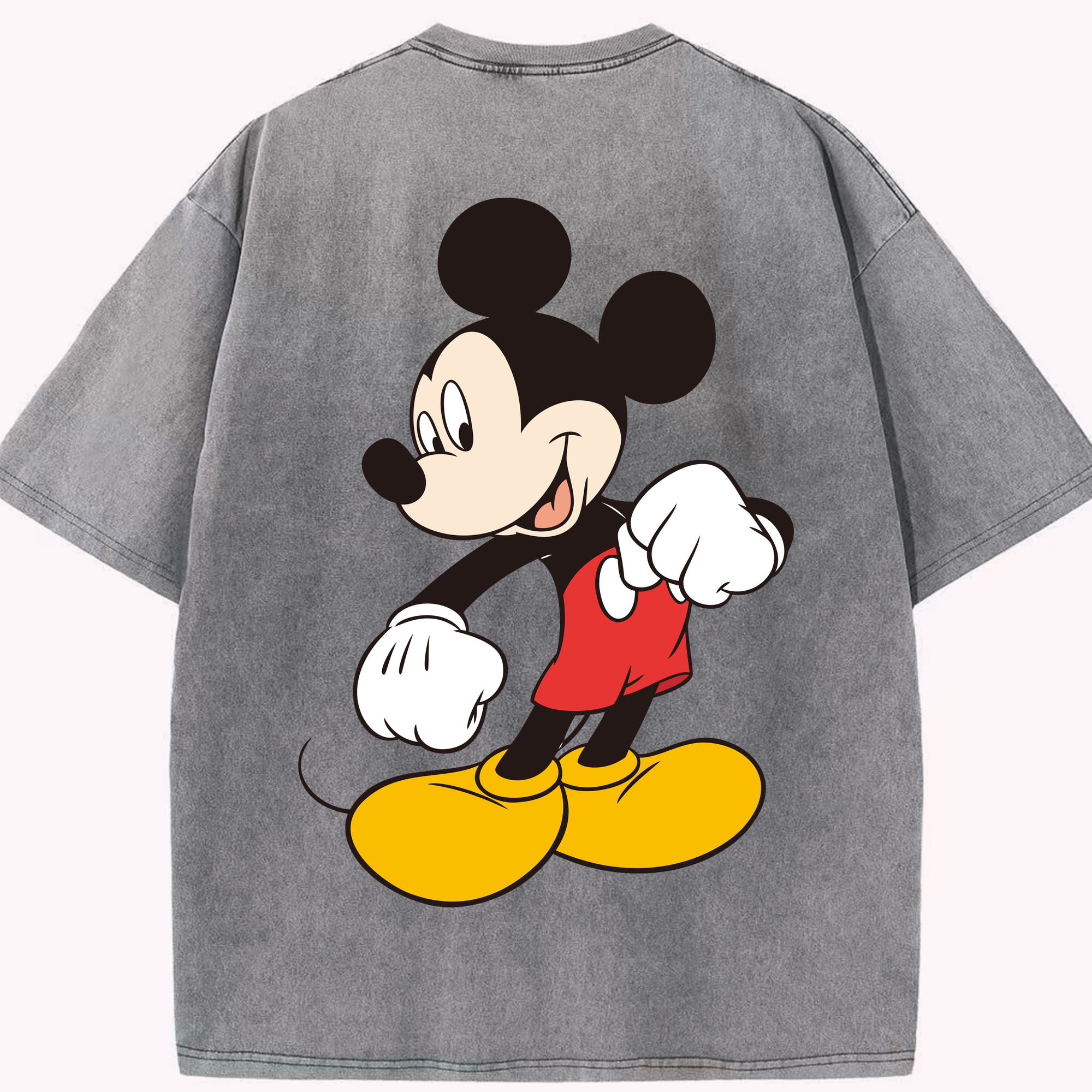 （画像用） ミッキーマウス Mickey Mouse 綿100% ヴィンテージ風 半袖Tシャツ（背面プリント）