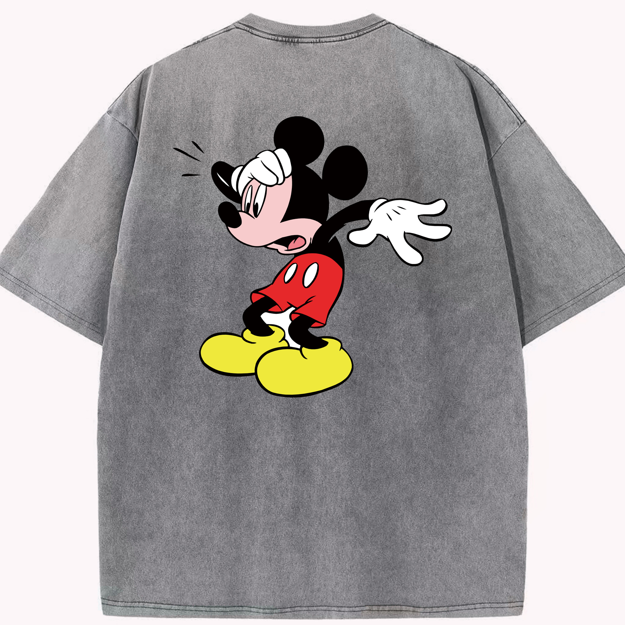 （画像用） ミッキーマウス Mickey Mouse 綿100% ヴィンテージ風 半袖Tシャツ（背面プリント）